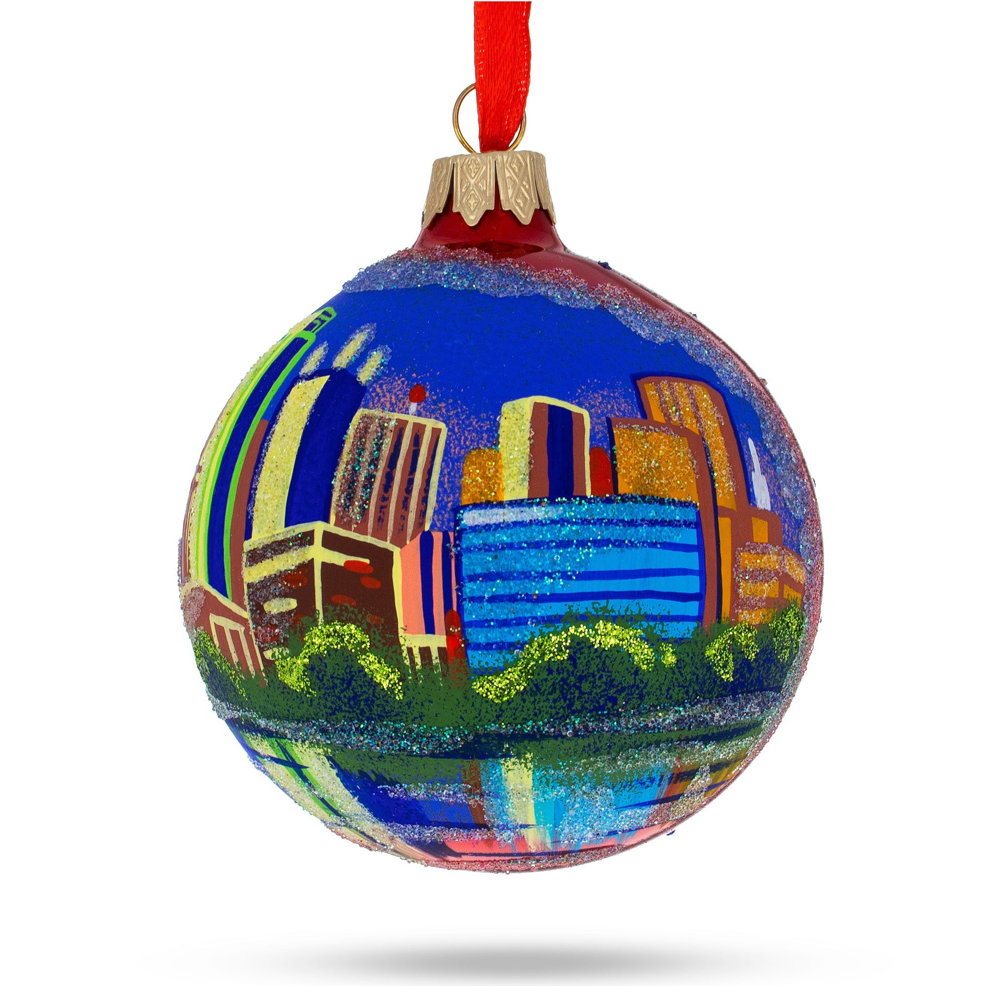 Dallas, Texas, Usa Glass Christmas Ornament 3.25 Inches