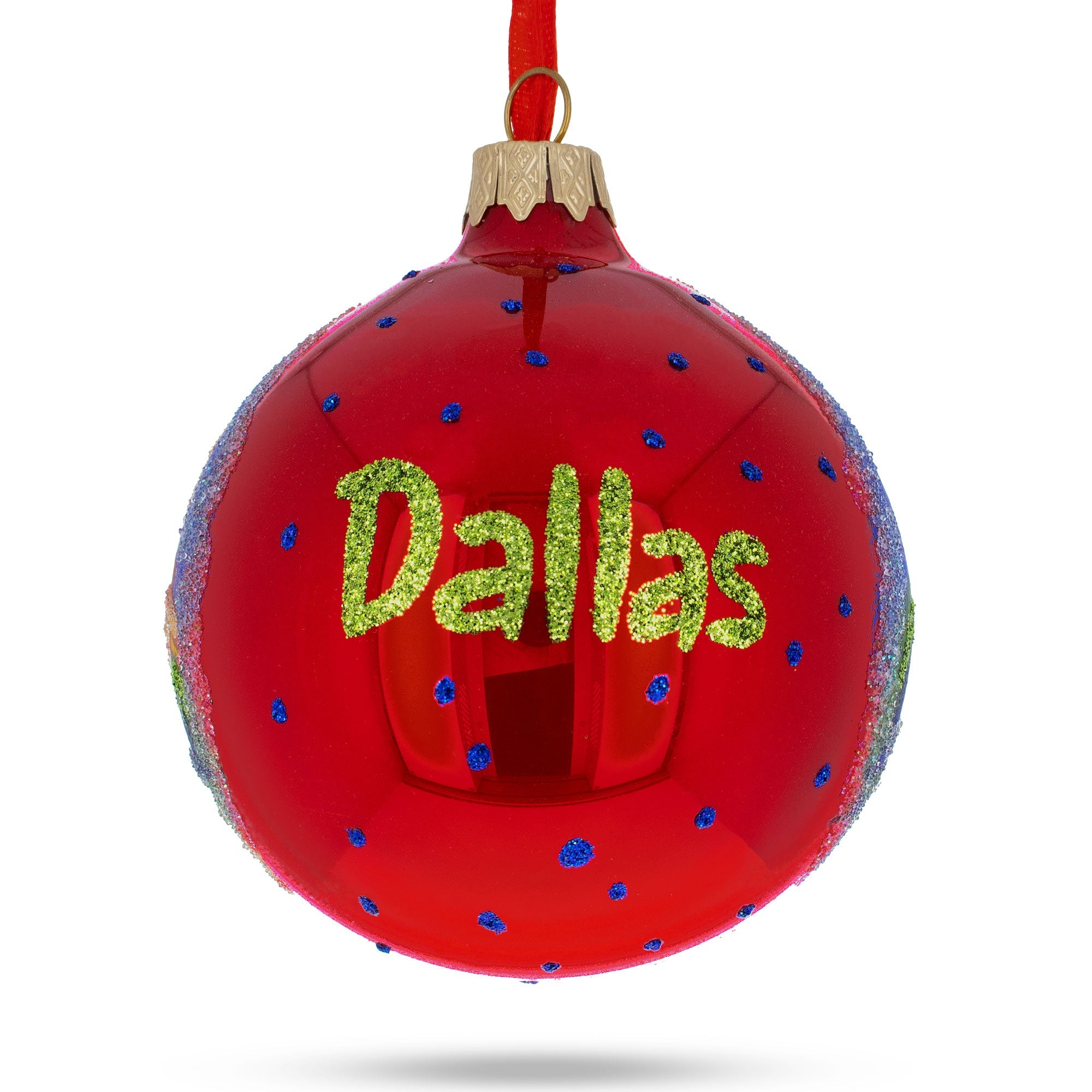 Dallas, Texas, Usa Glass Christmas Ornament 3.25 Inches