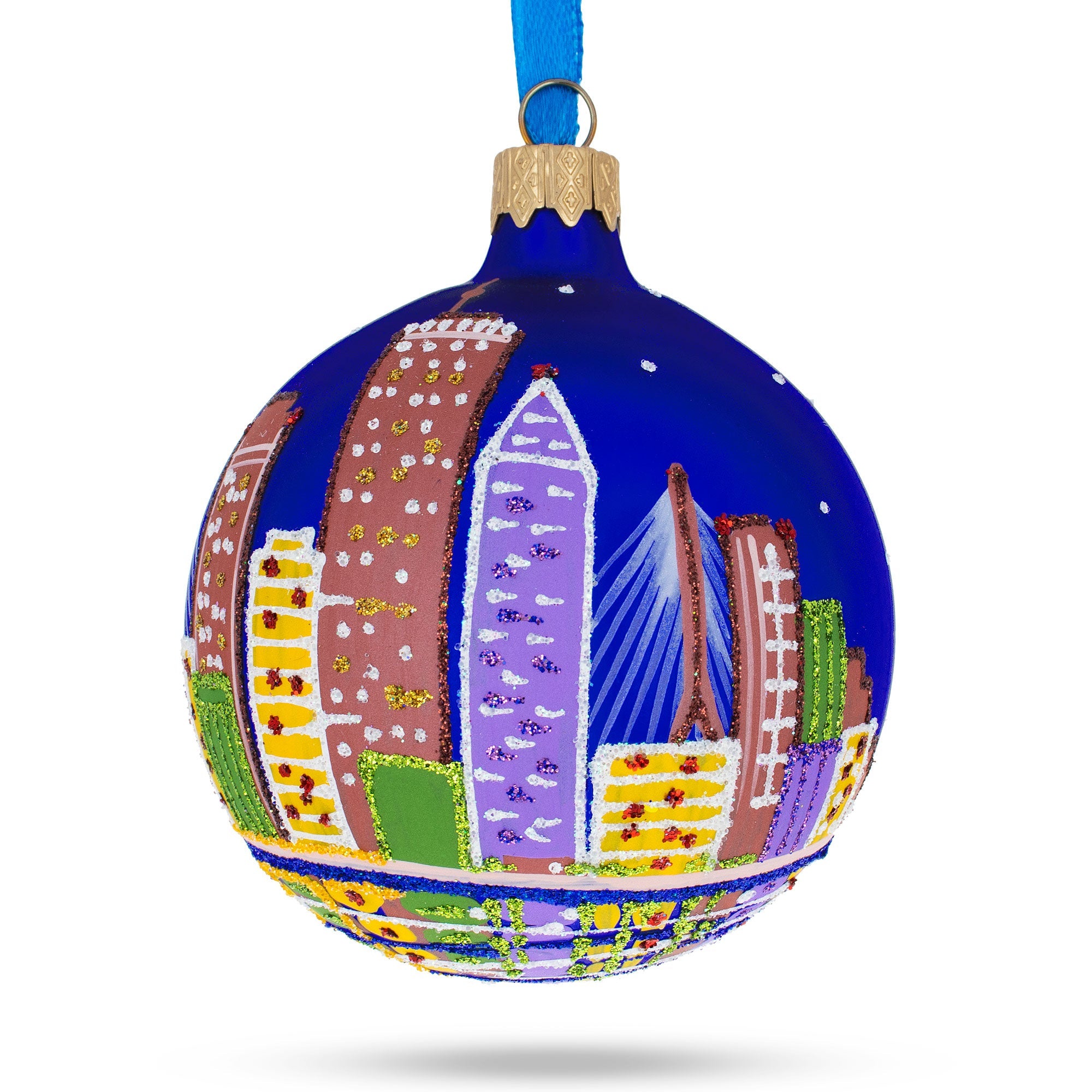 Boston, Massachusetts, Usa Glass Ball Christmas Ornament 3.25 Inches