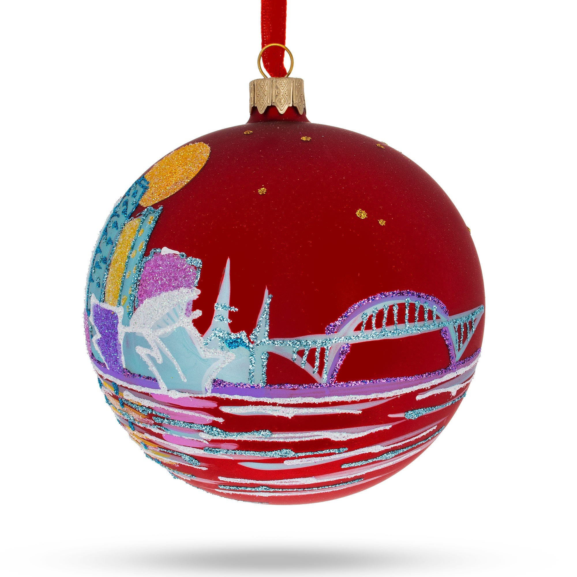 Milwaukee, Wisconsin, Usa Glass Ball Christmas Ornament 4 Inches