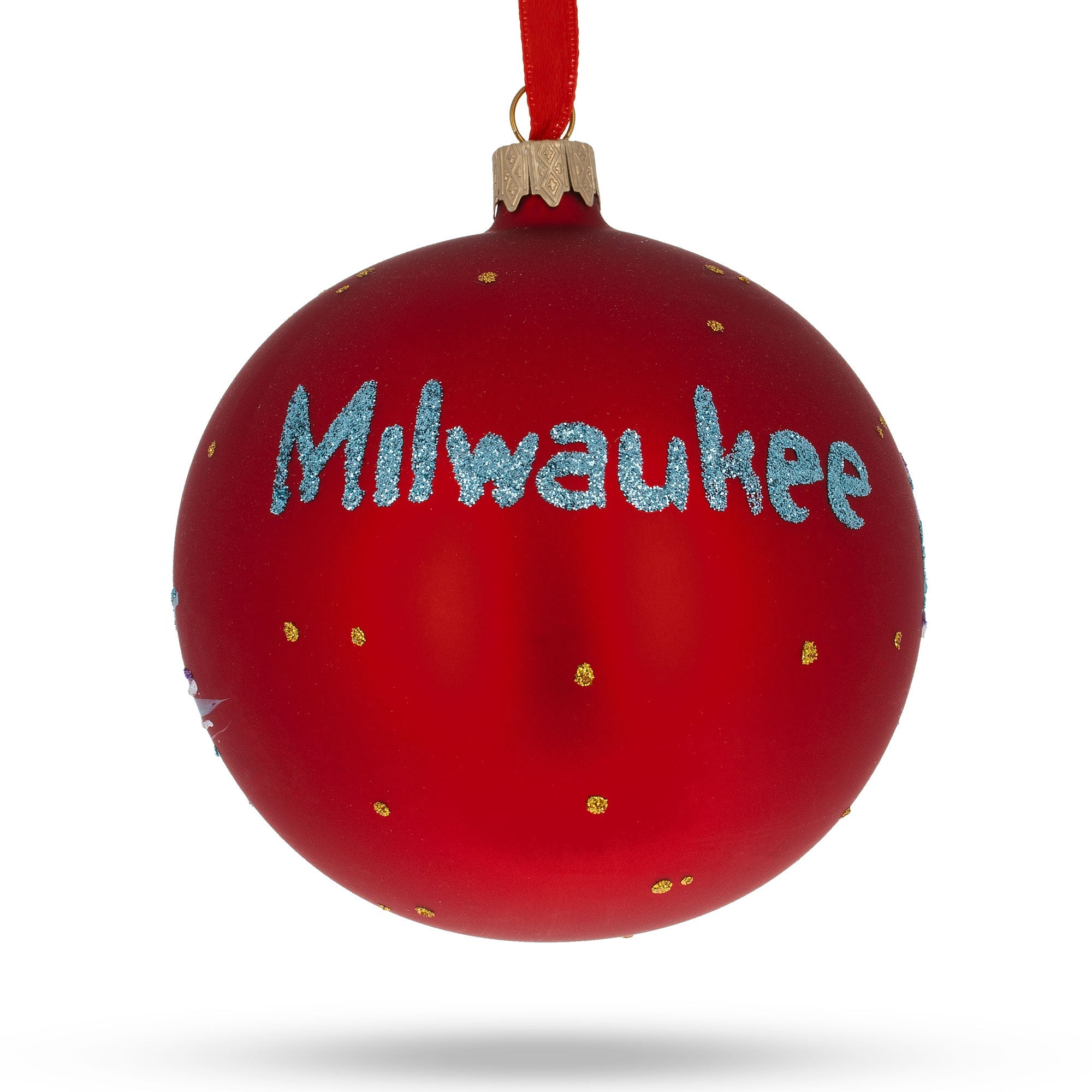 Milwaukee, Wisconsin, Usa Glass Ball Christmas Ornament 4 Inches