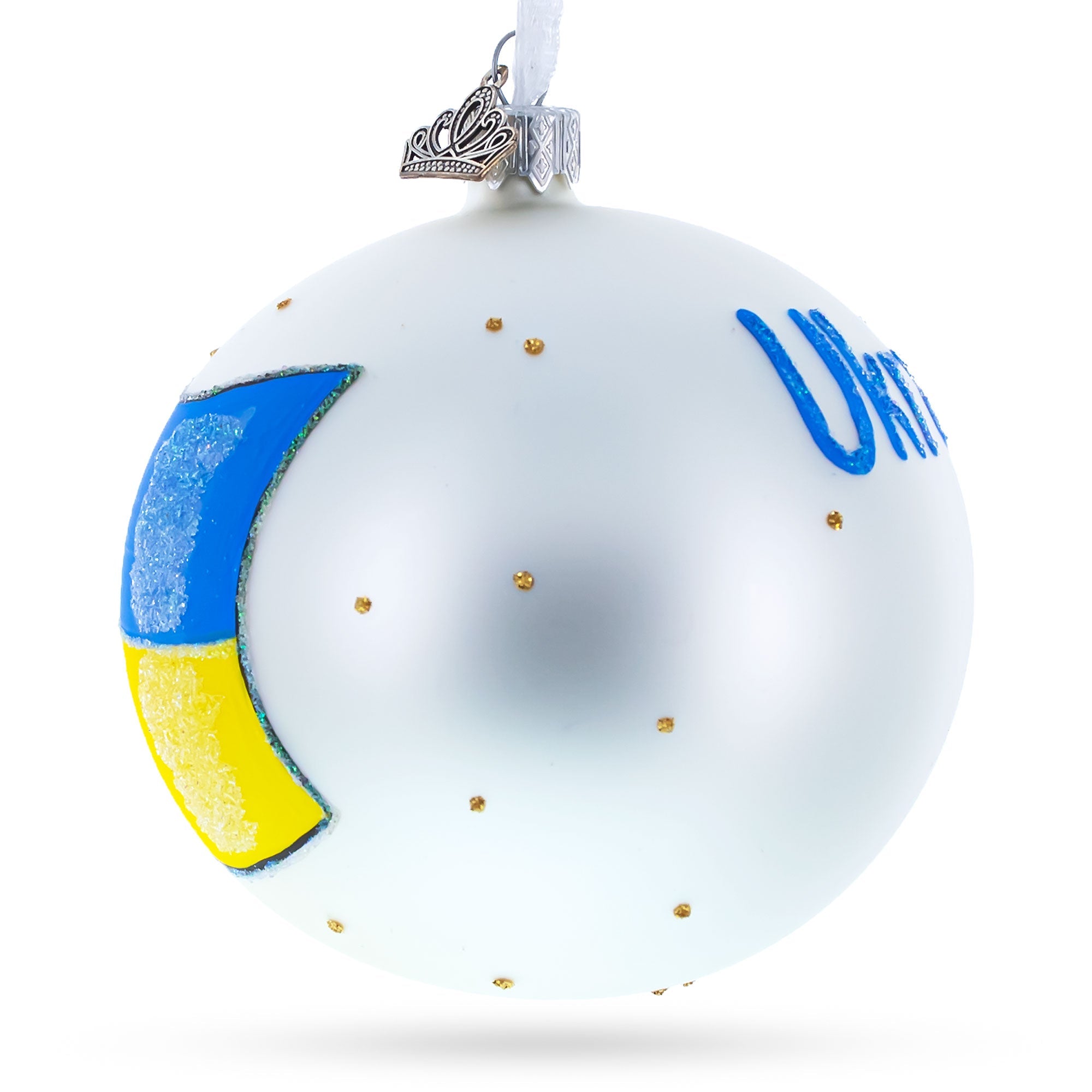 Flag Of Ukraine Blown Glass Ball Christmas Ornament 4 Inches