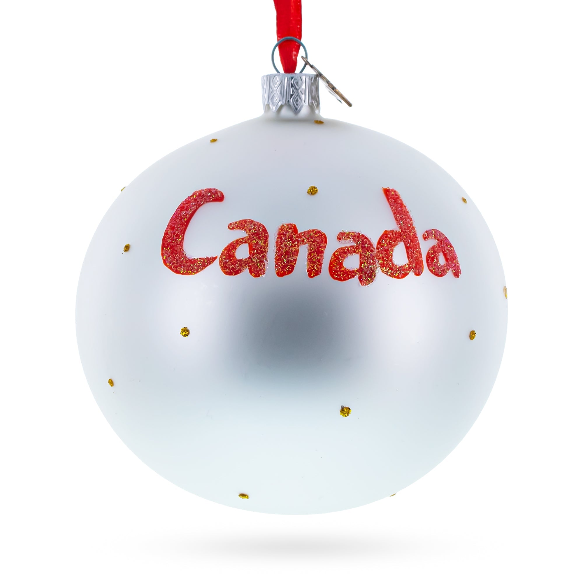 Flag Of Canada Blown Glass Ball Christmas Ornament 4 Inches