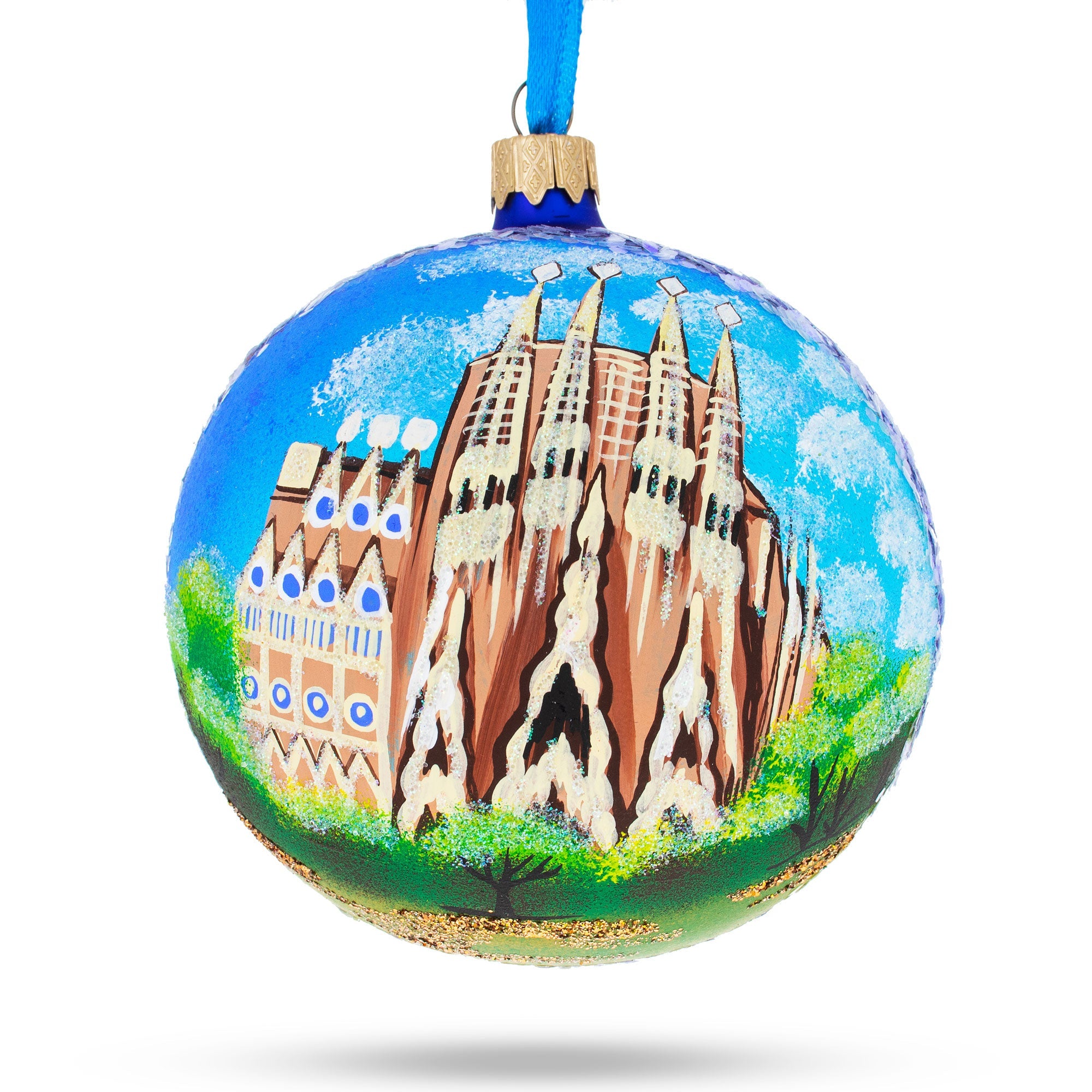 La Sagrada Familia, Barcelona, Spain Glass Ball Christmas Ornament 4 Inches