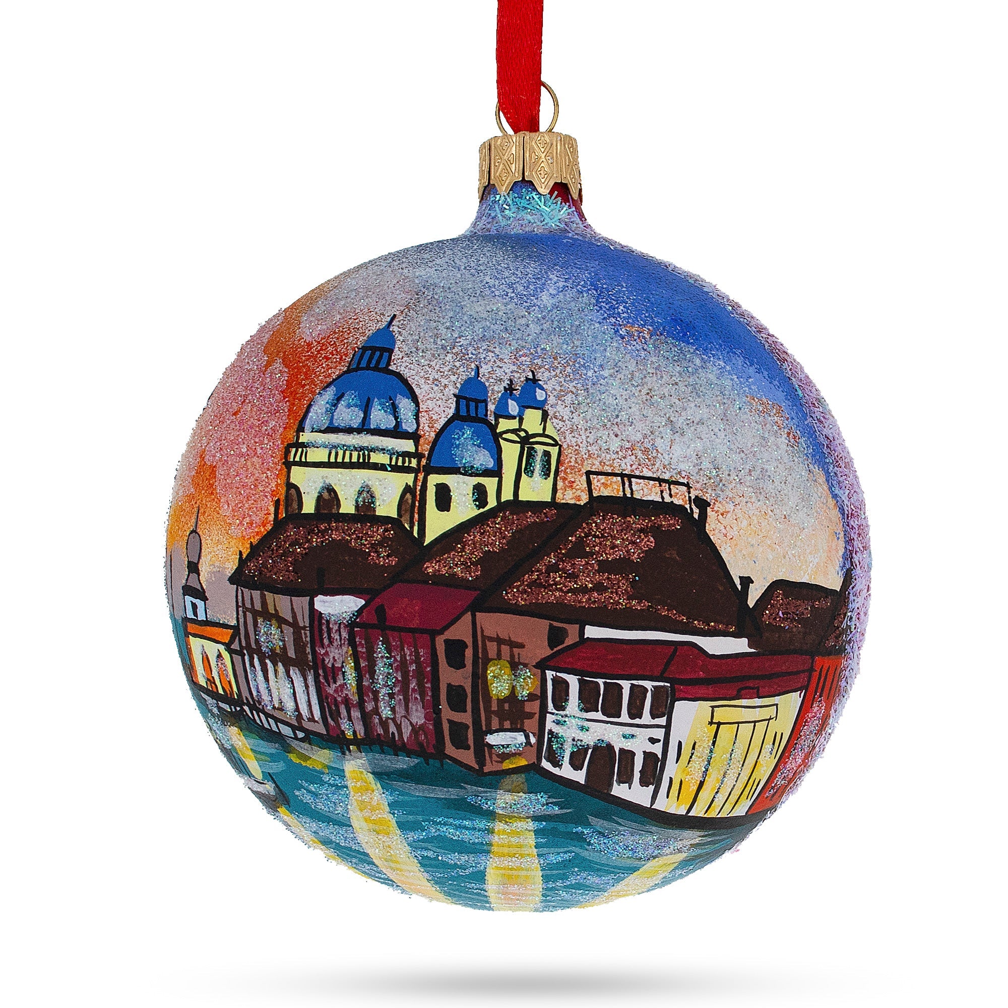 Venetia, Italy Glass Ball Christmas Ornament 4 Inches