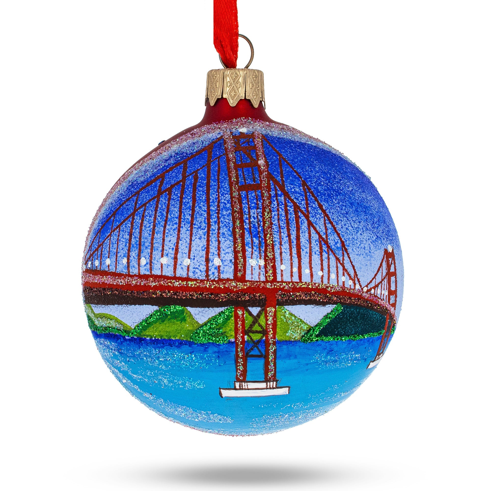 Golden Gate Bridge, San Francisco, California, Usa Glass Christmas Ornament 3.25 Inches