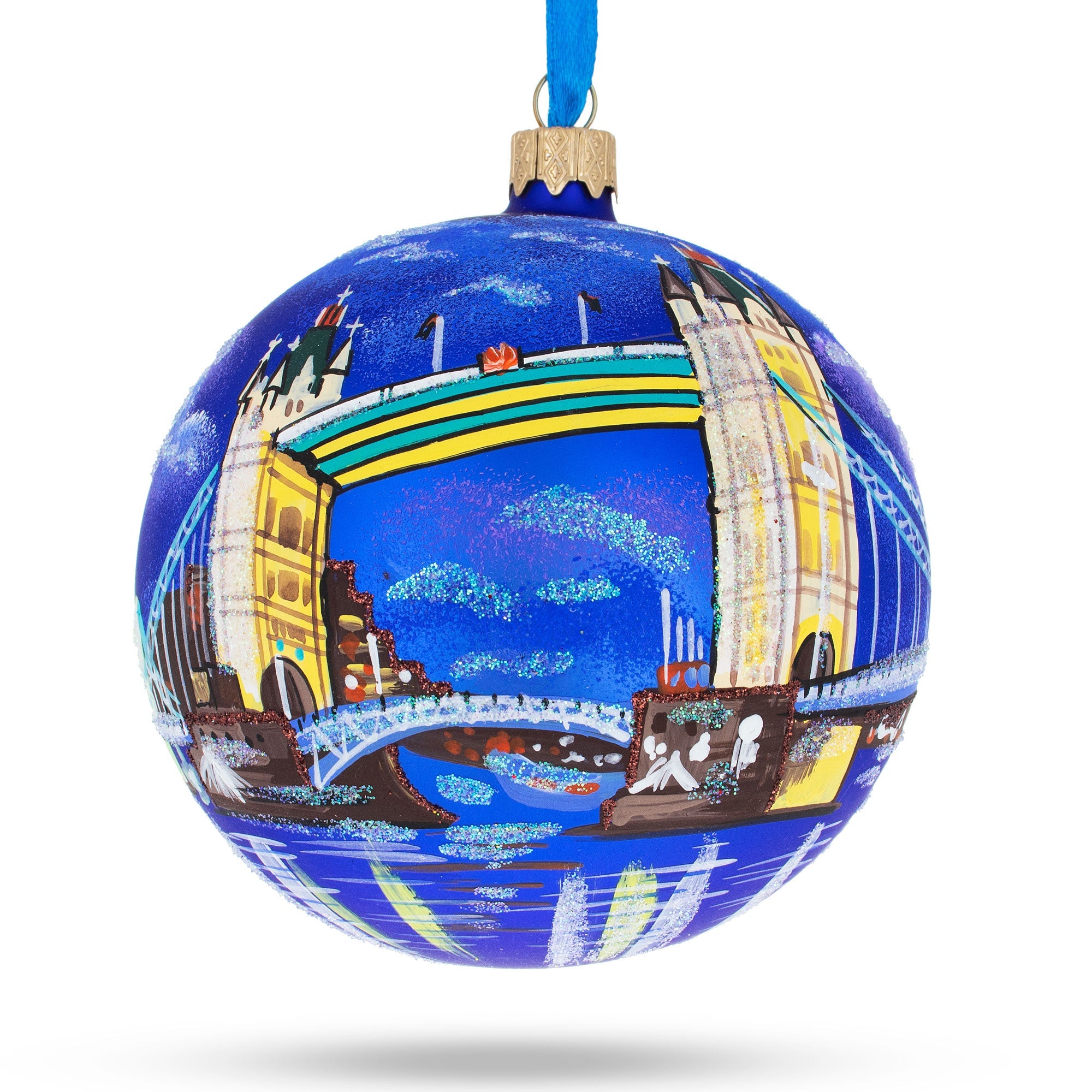 London Bridge, England, United Kingdom Glass Ornament 4 Inches