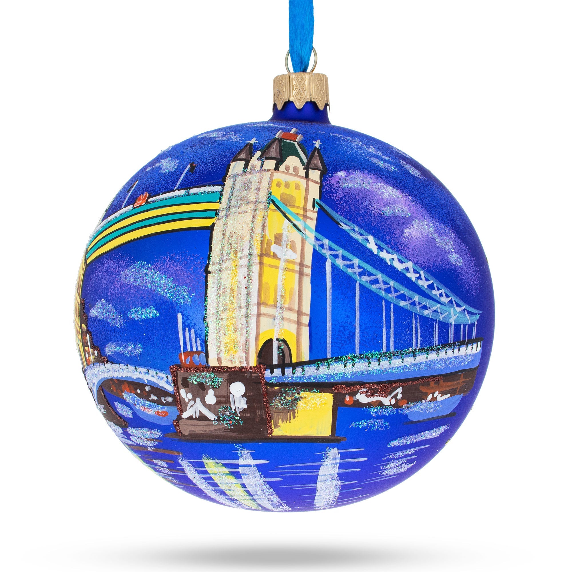 London Bridge, England, United Kingdom Glass Ornament 4 Inches