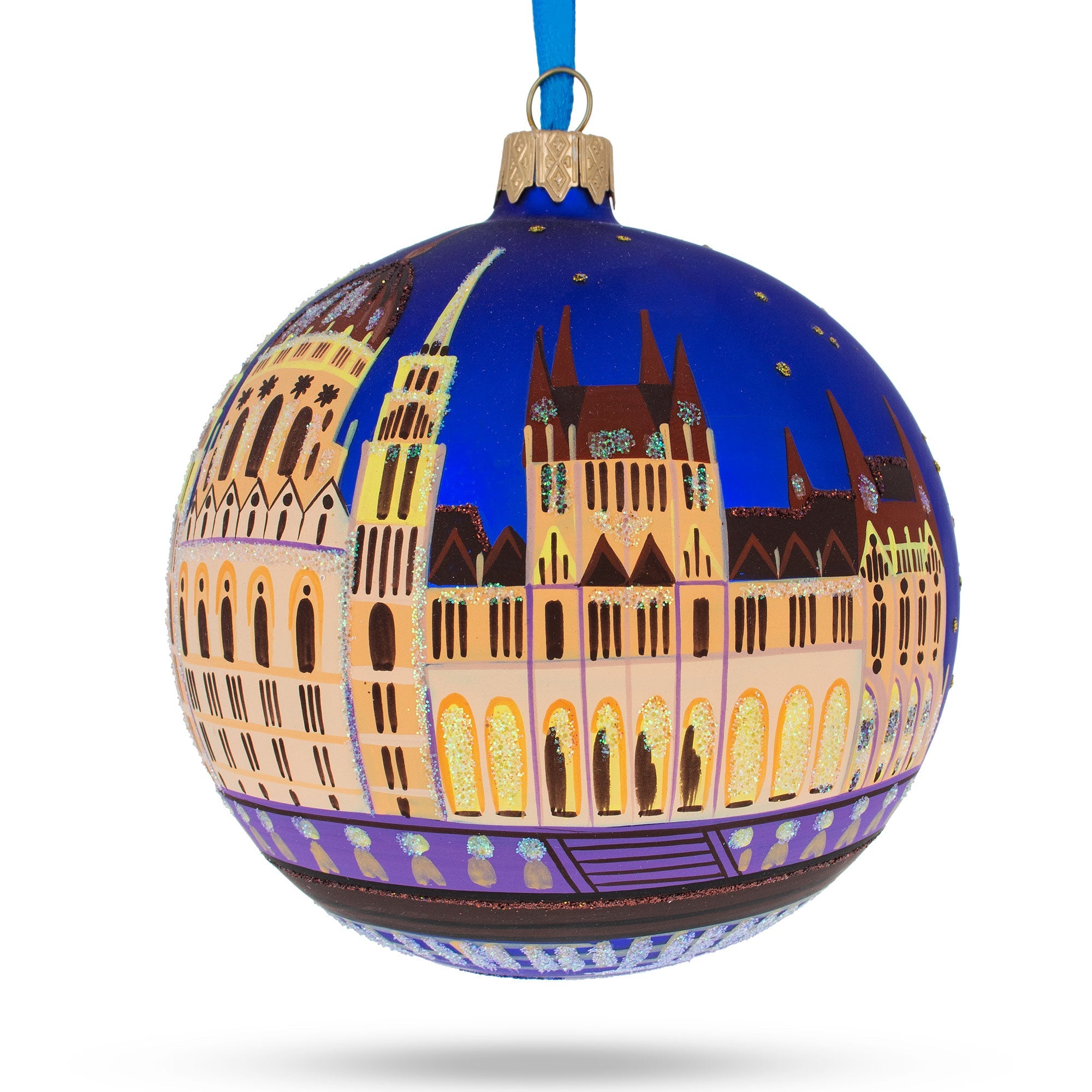 Budapest Parliament, Hungary Glass Ball Christmas Ornament 4 Inches