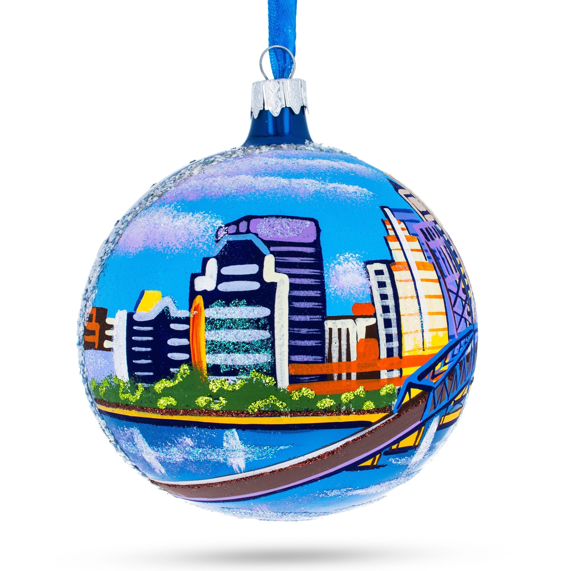 Jacksonville, Florida, Usa Glass Ball Christmas Ornament 4 Inches