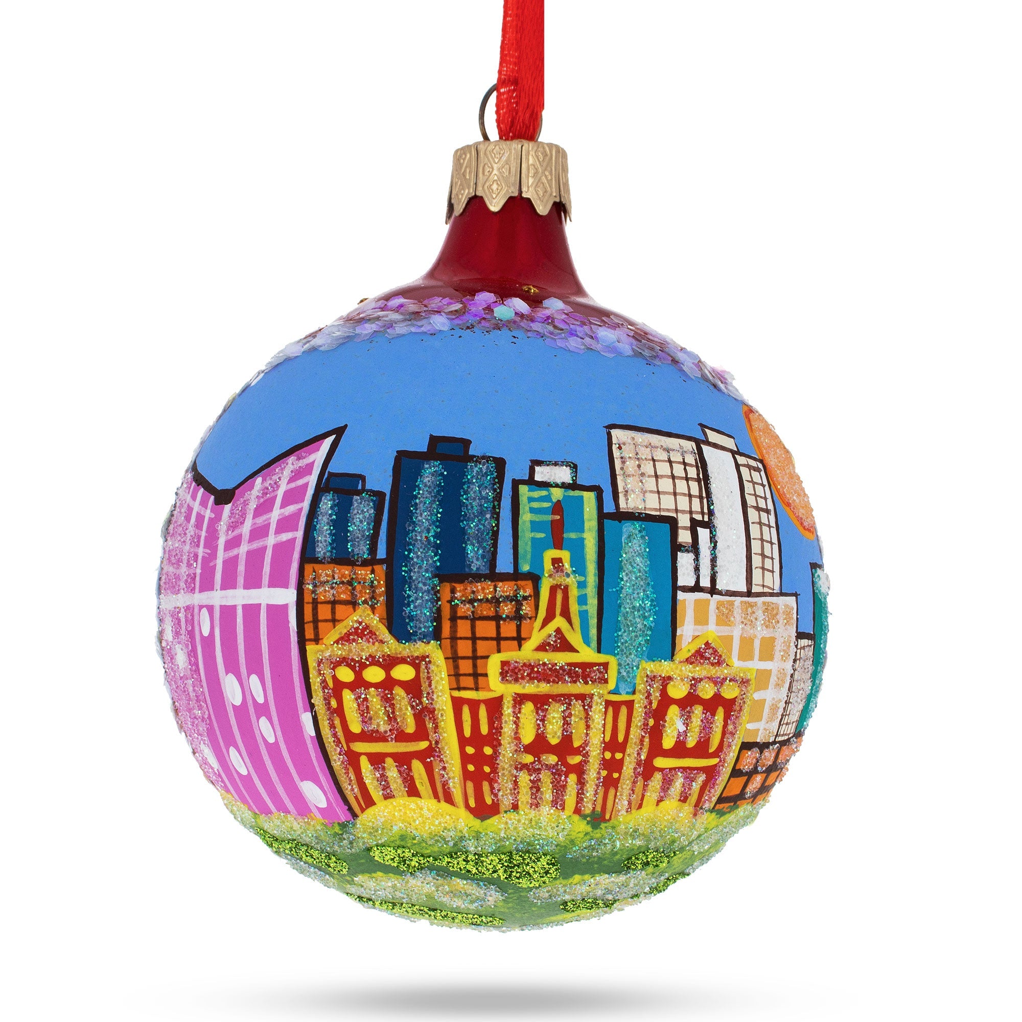 Fort Worth, Texas, Usa Glass Christmas Ornament 3.25 Inches