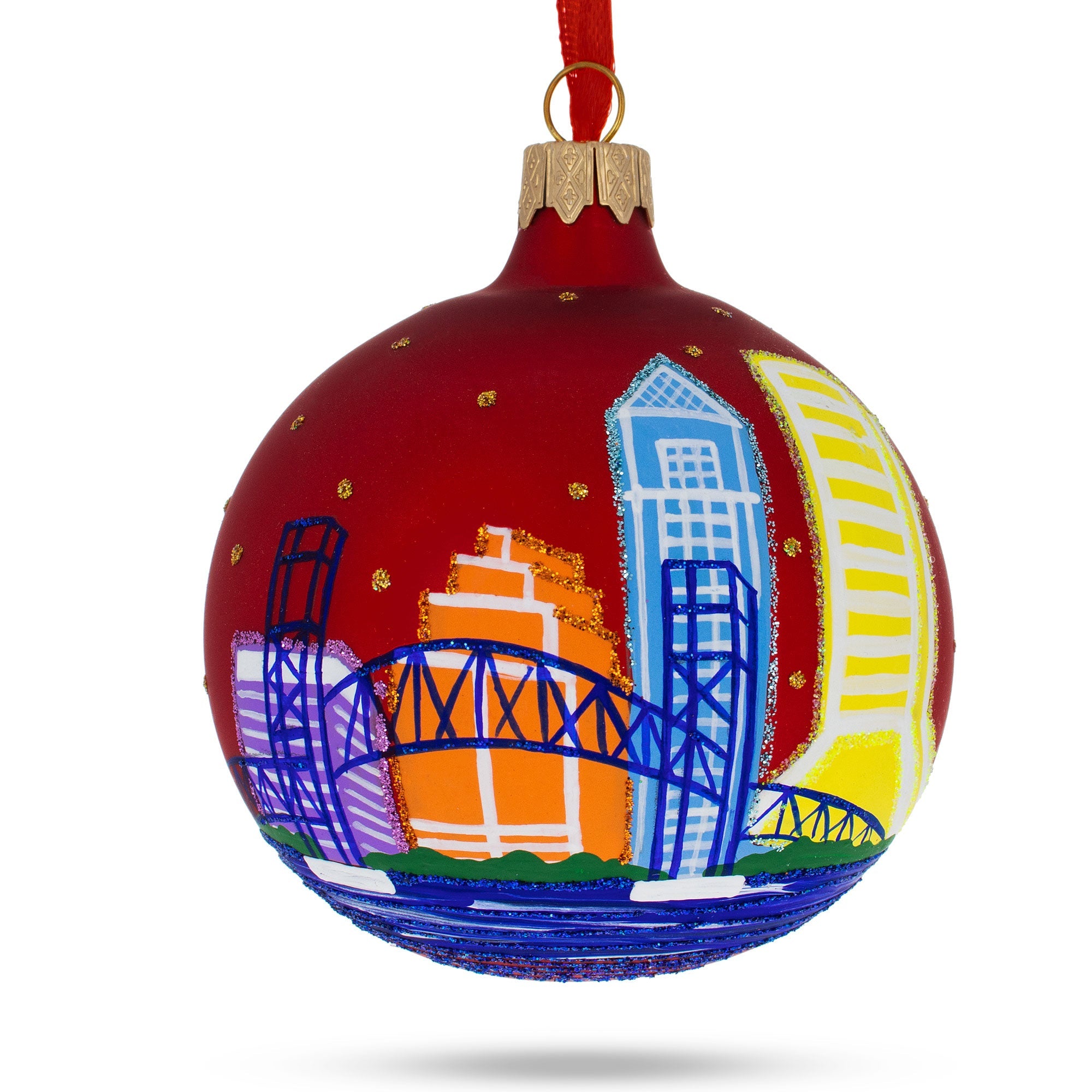 Jacksonville, Florida, Usa Glass Christmas Ornament 3.25 Inches