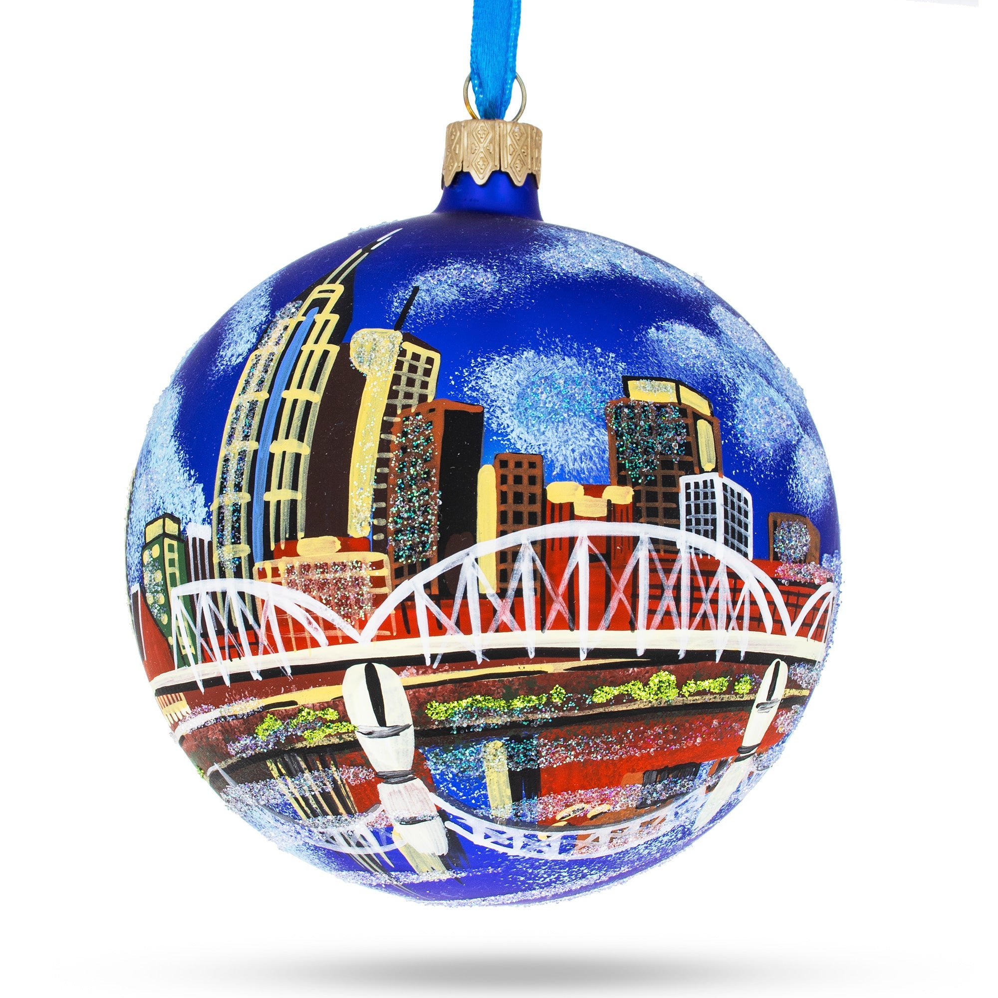 Nashville, Tennessee, Usa Glass Ball Christmas Ornament 4 Inches