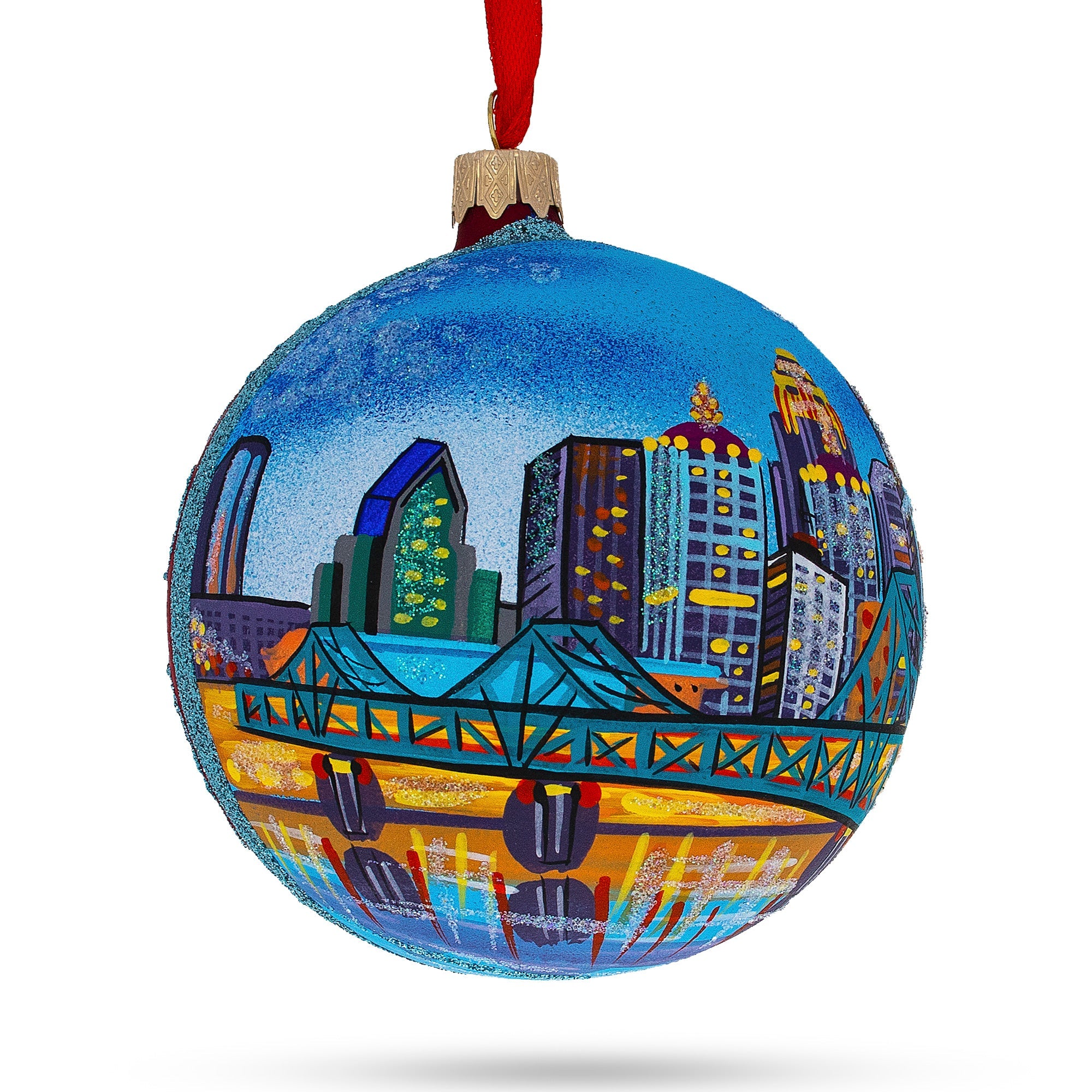 Louisville, Kentucky, Usa Glass Ball Christmas Ornament 4 Inches