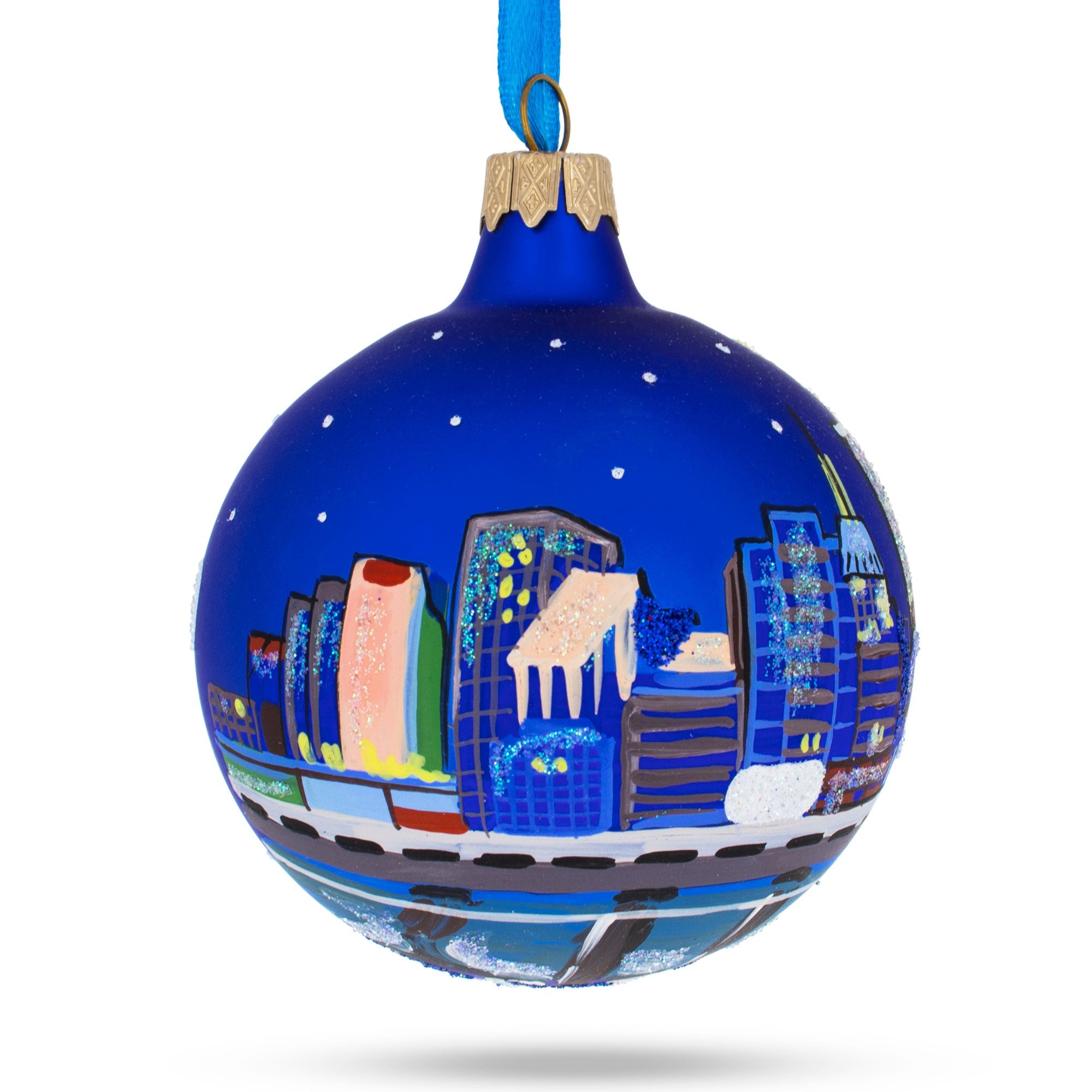 Oklahoma City, Oklahoma, Usa Glass Christmas Ornament 3.25 Inches