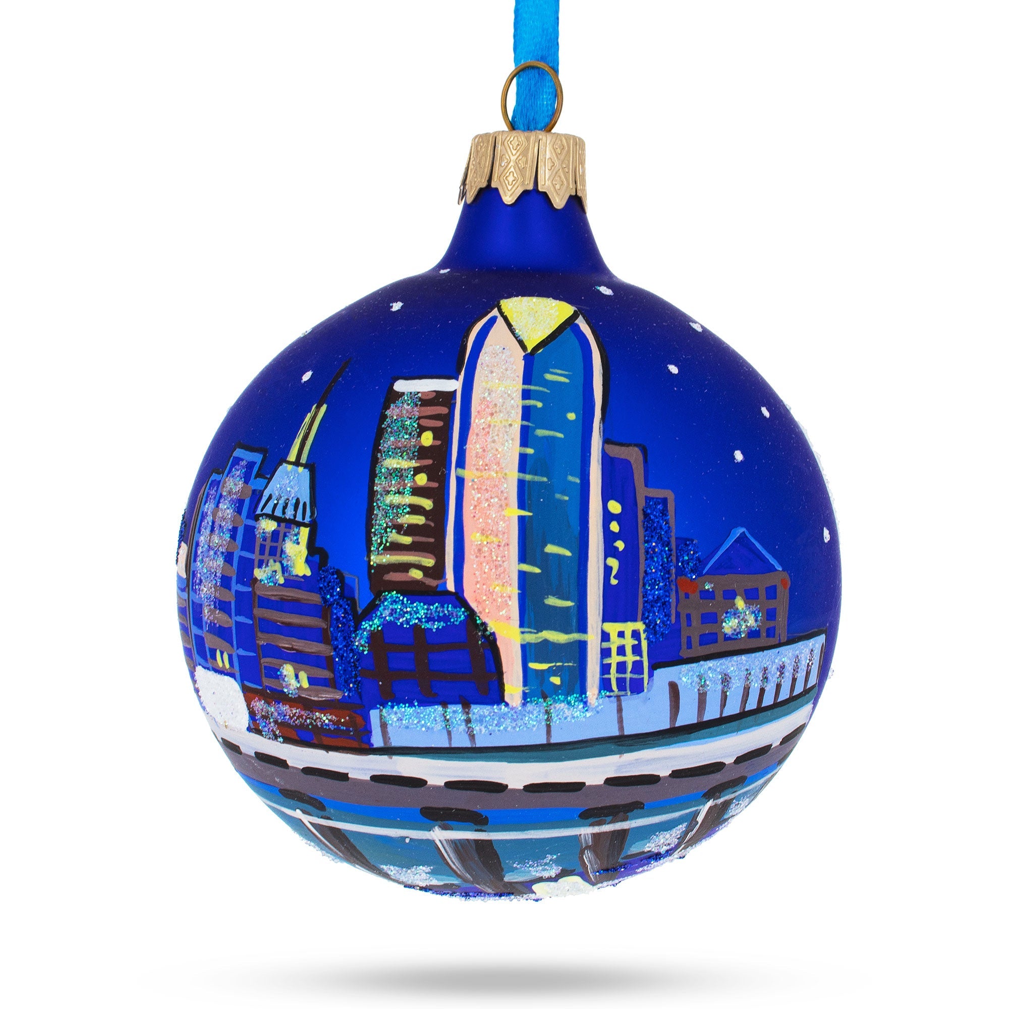 Oklahoma City, Oklahoma, Usa Glass Christmas Ornament 3.25 Inches