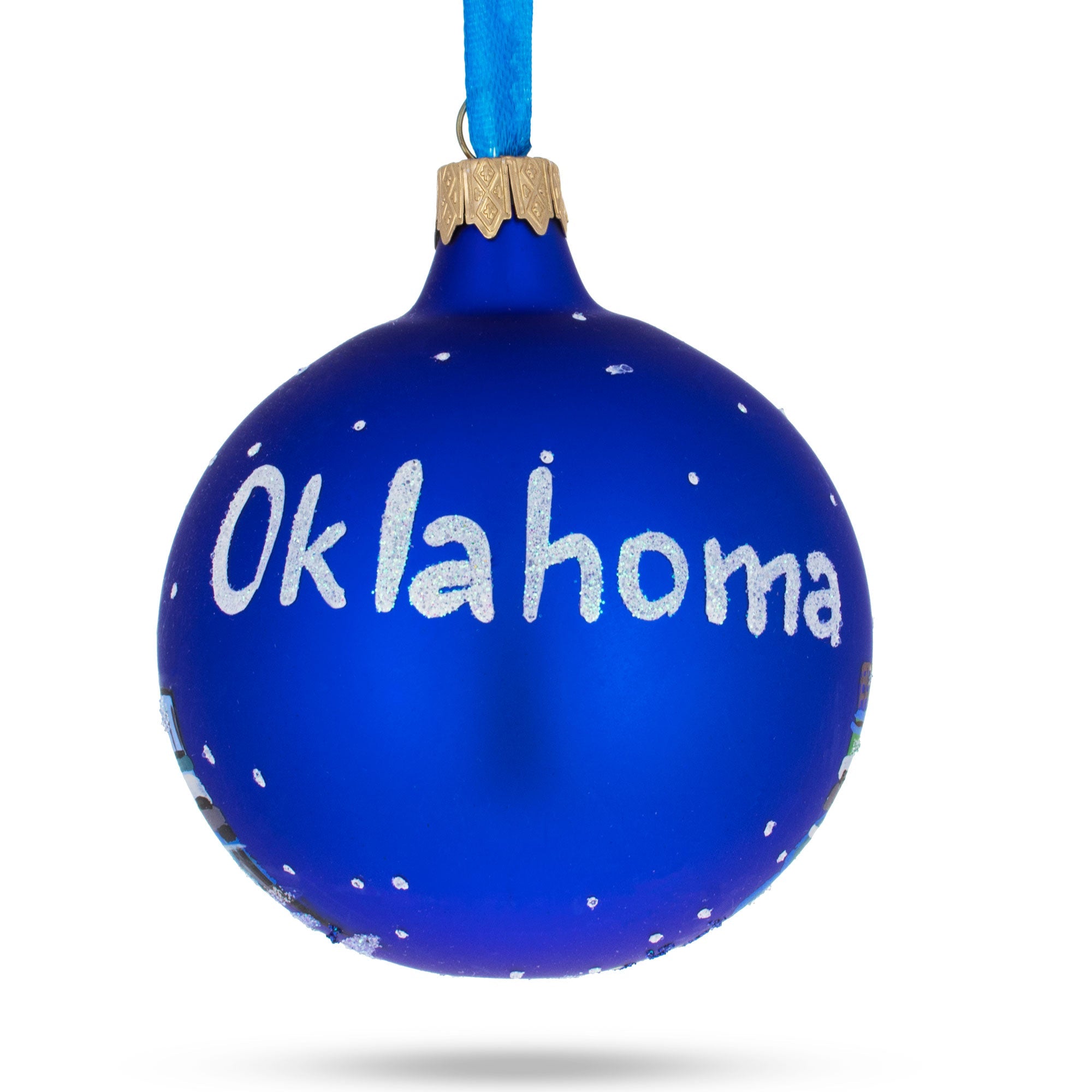 Oklahoma City, Oklahoma, Usa Glass Christmas Ornament 3.25 Inches