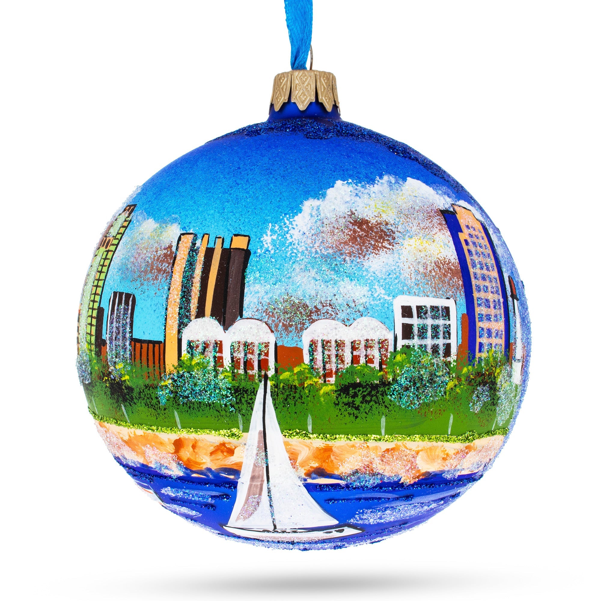 Long Beach, California, Usa Glass Ball Christmas Ornament 4 Inches