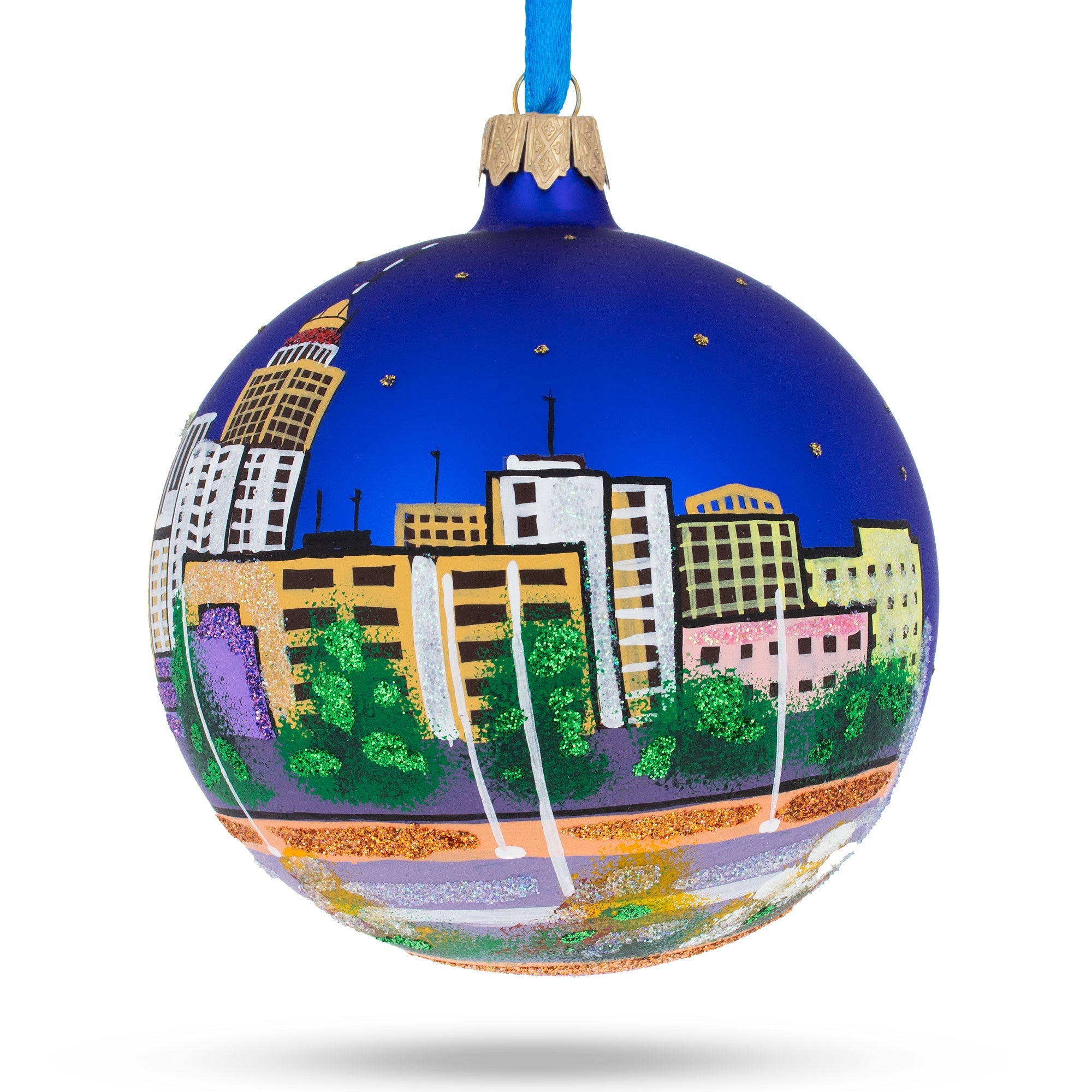 Fresno, California, Usa Glass Ball Christmas Ornament 4 Inches