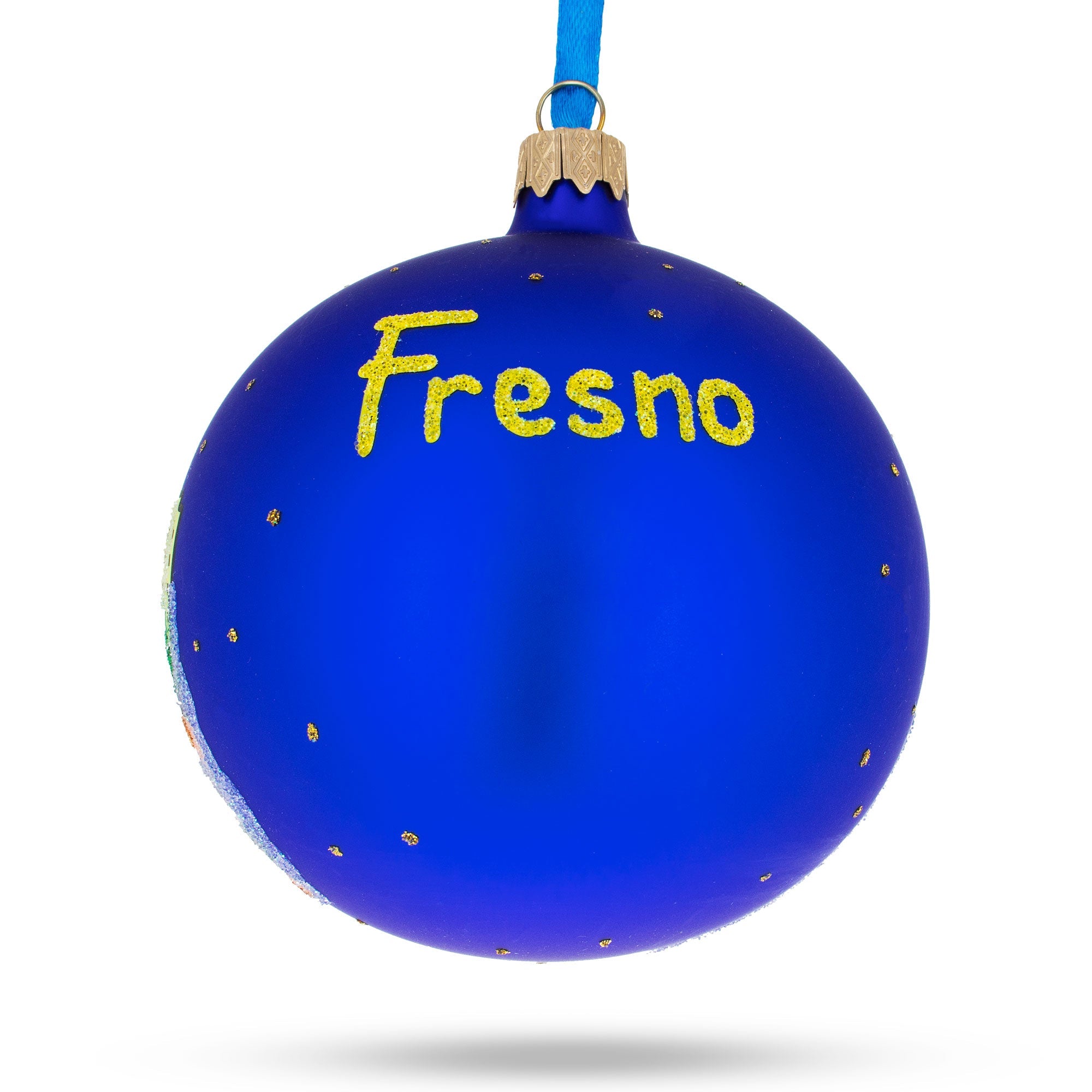 Fresno, California, Usa Glass Ball Christmas Ornament 4 Inches