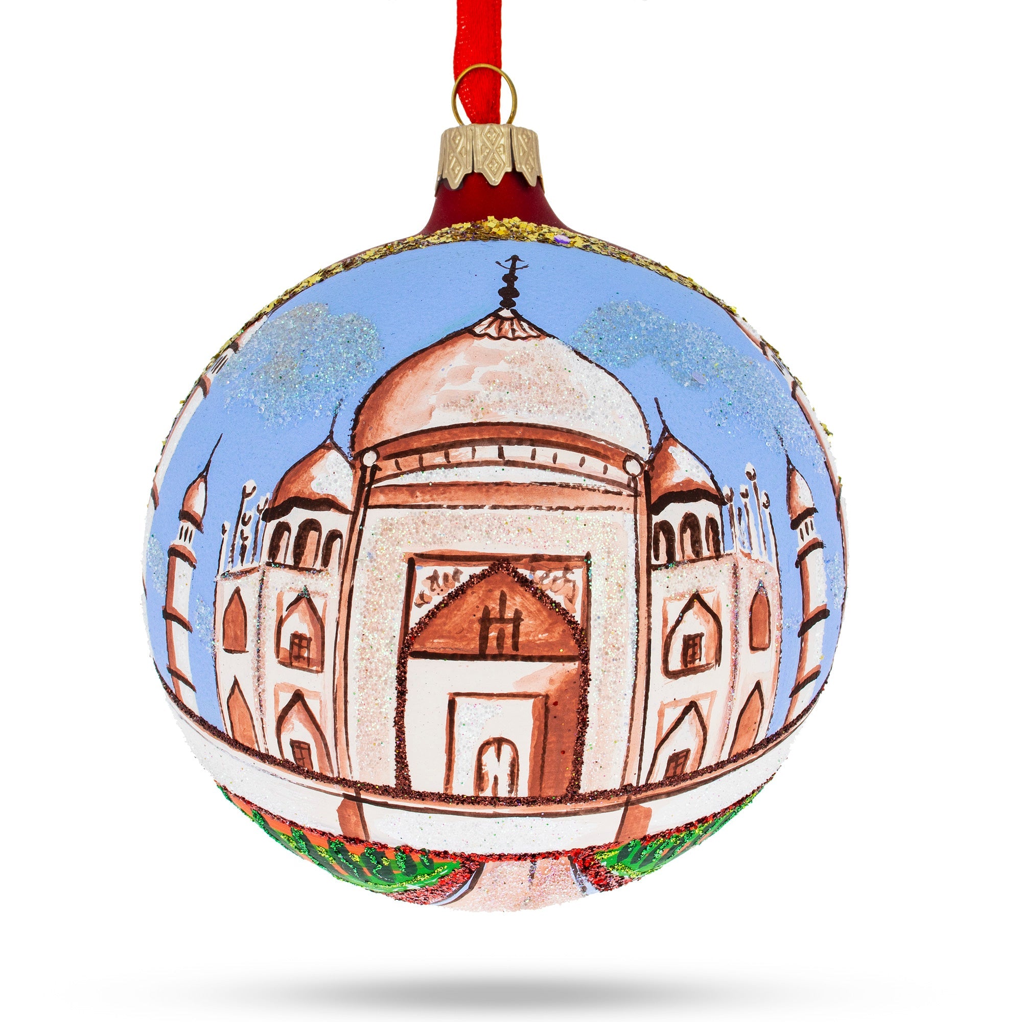 Taj Mahal, India Glass Ball Christmas Ornament 4 Inches