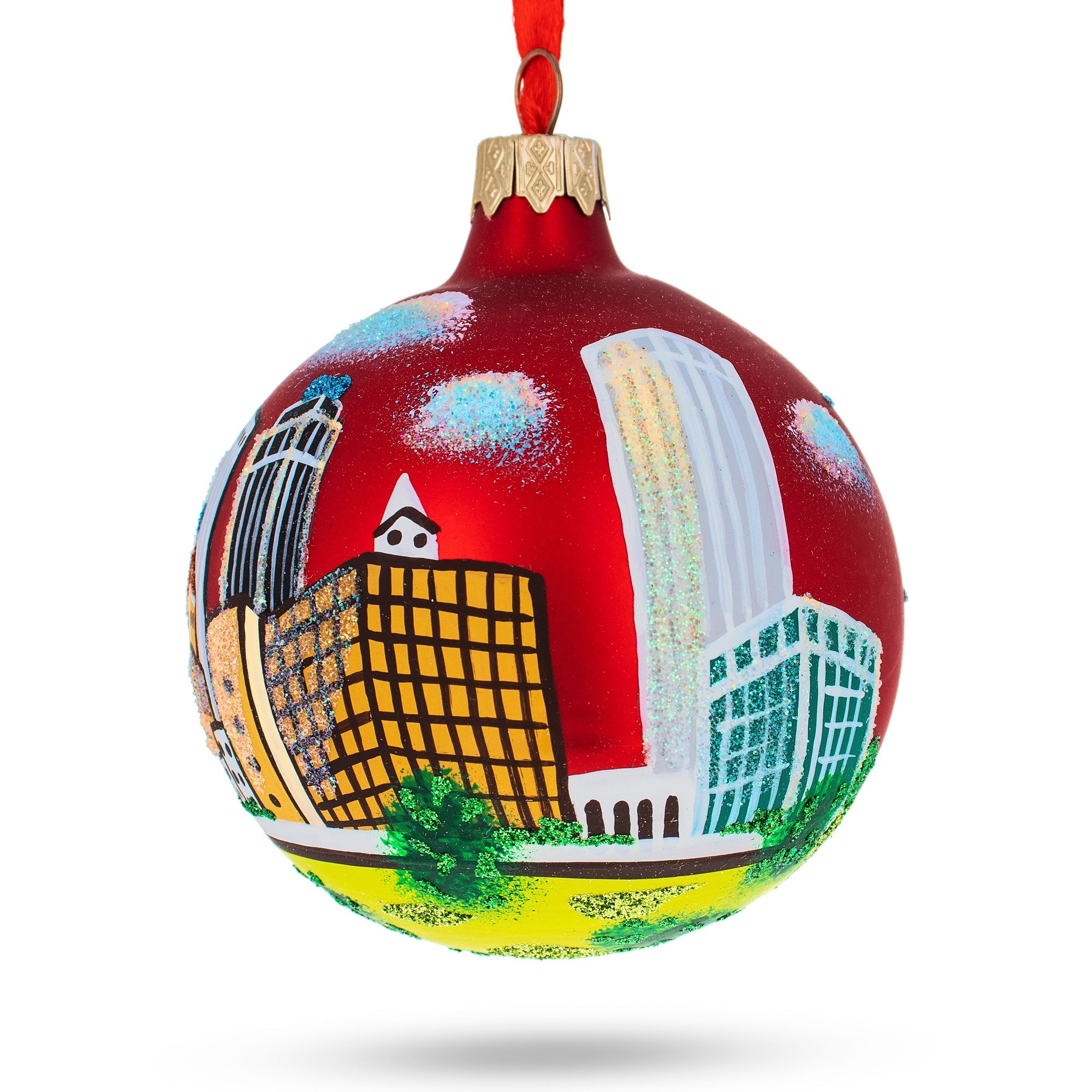 Tulsa, Oklahoma, Usa Glass Christmas Ornament 3.25 Inches