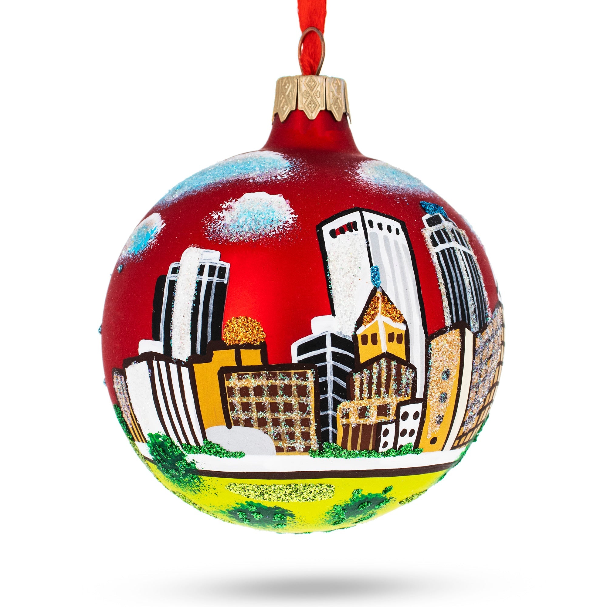 Tulsa, Oklahoma, Usa Glass Christmas Ornament 3.25 Inches