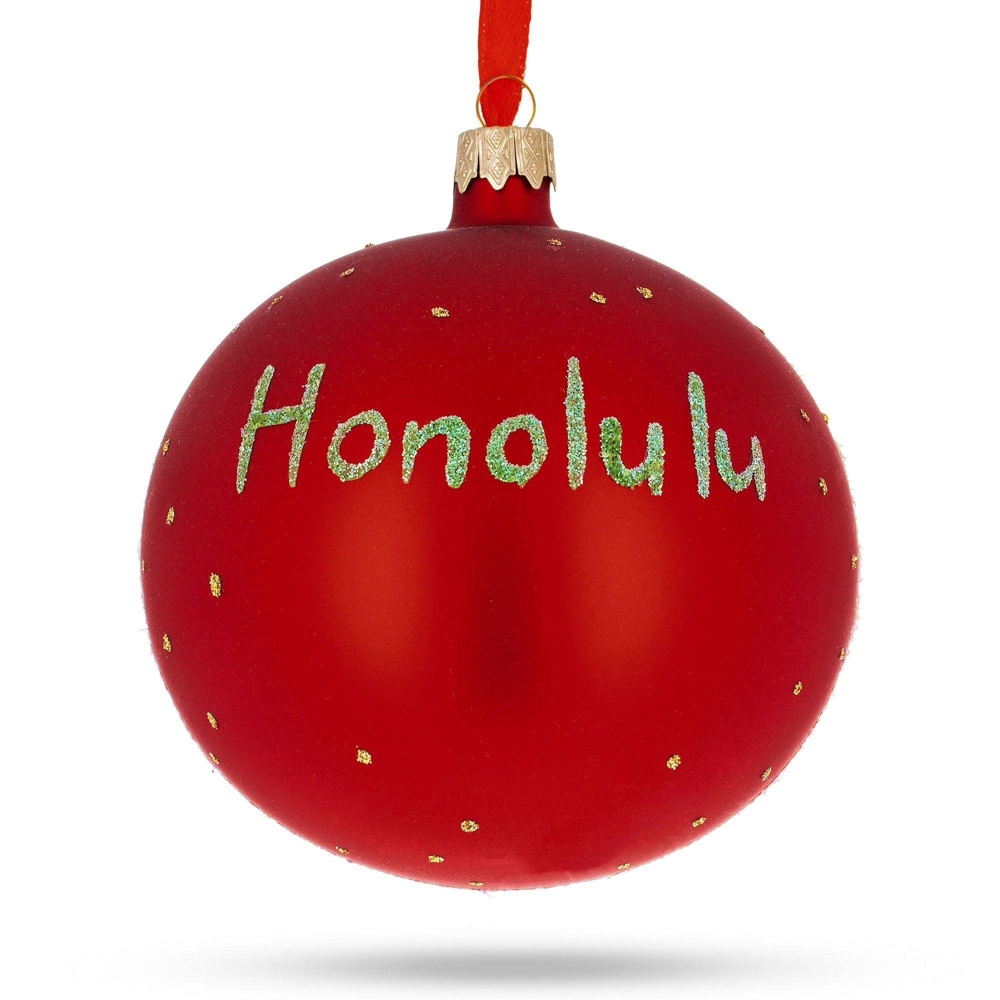 Honolulu, Hawaii Glass Ball Christmas Ornament 4 Inches