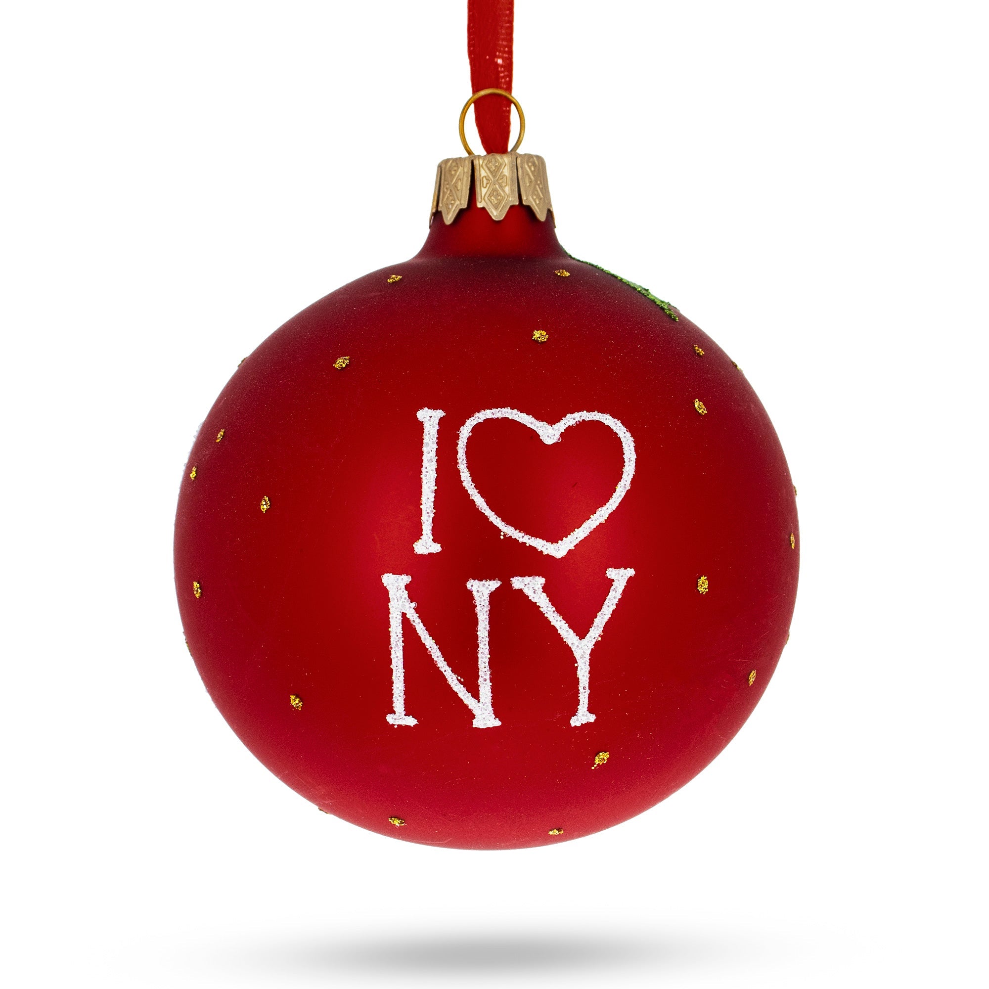 Big Apple Affection: I Love New York Blown Glass Ball Christmas Ornament 3.25 Inches