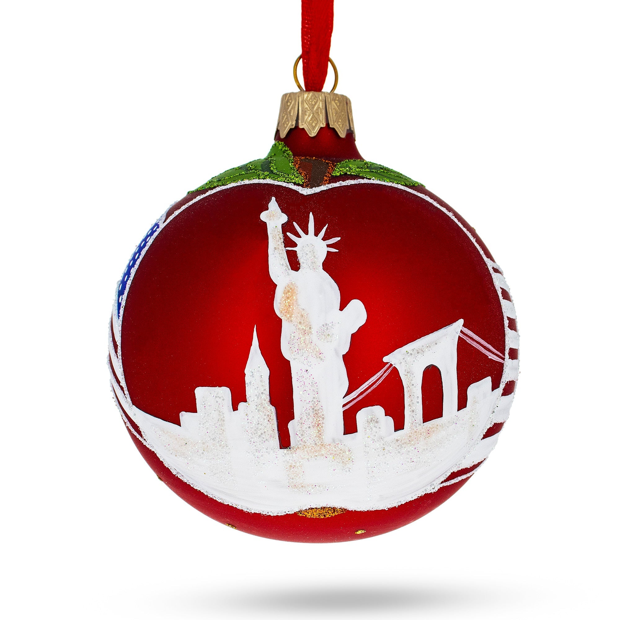 Big Apple Affection: I Love New York Blown Glass Ball Christmas Ornament 3.25 Inches