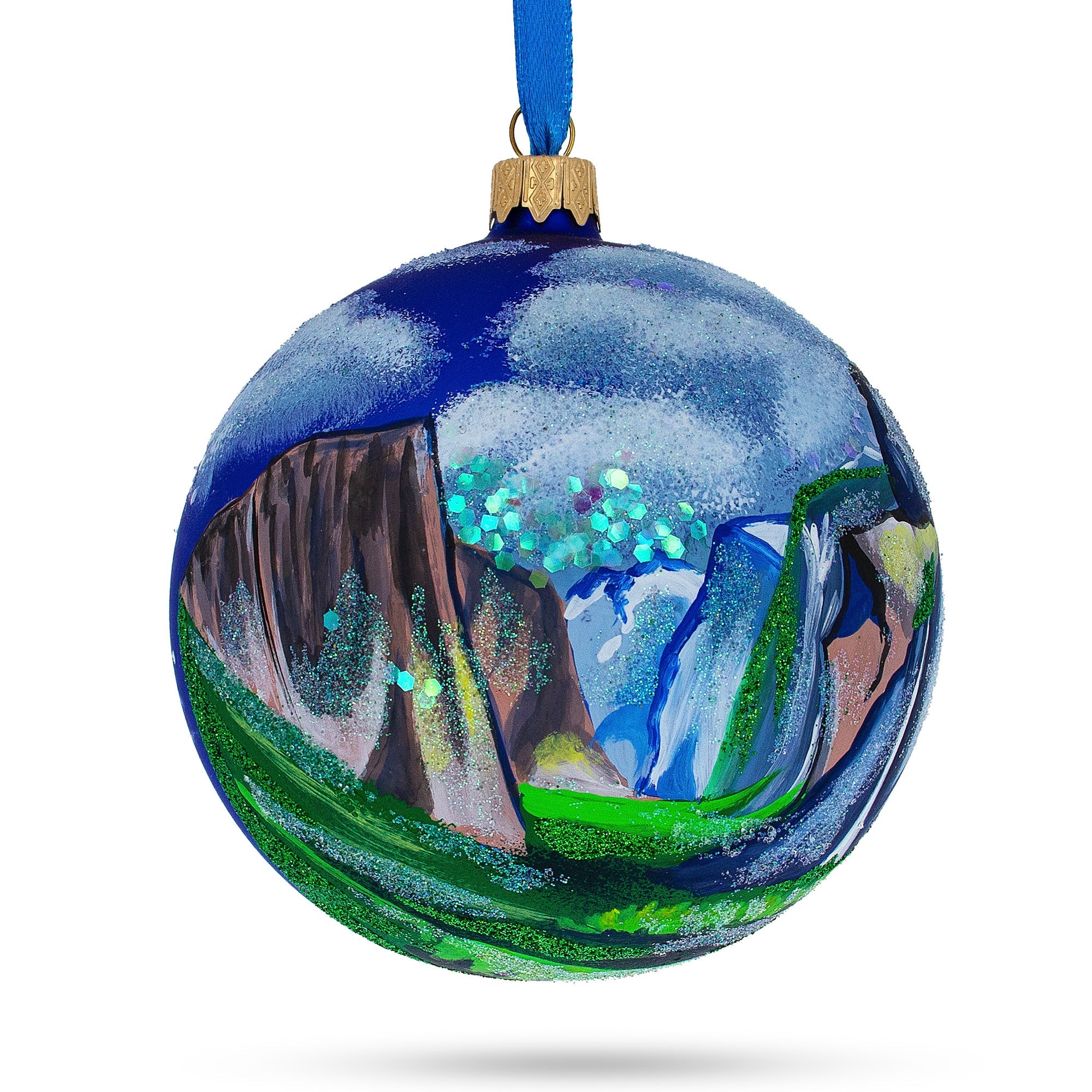 Yosemite National Park, Sierra Nevada California Glass Ball Christmas Ornament 4 Inches