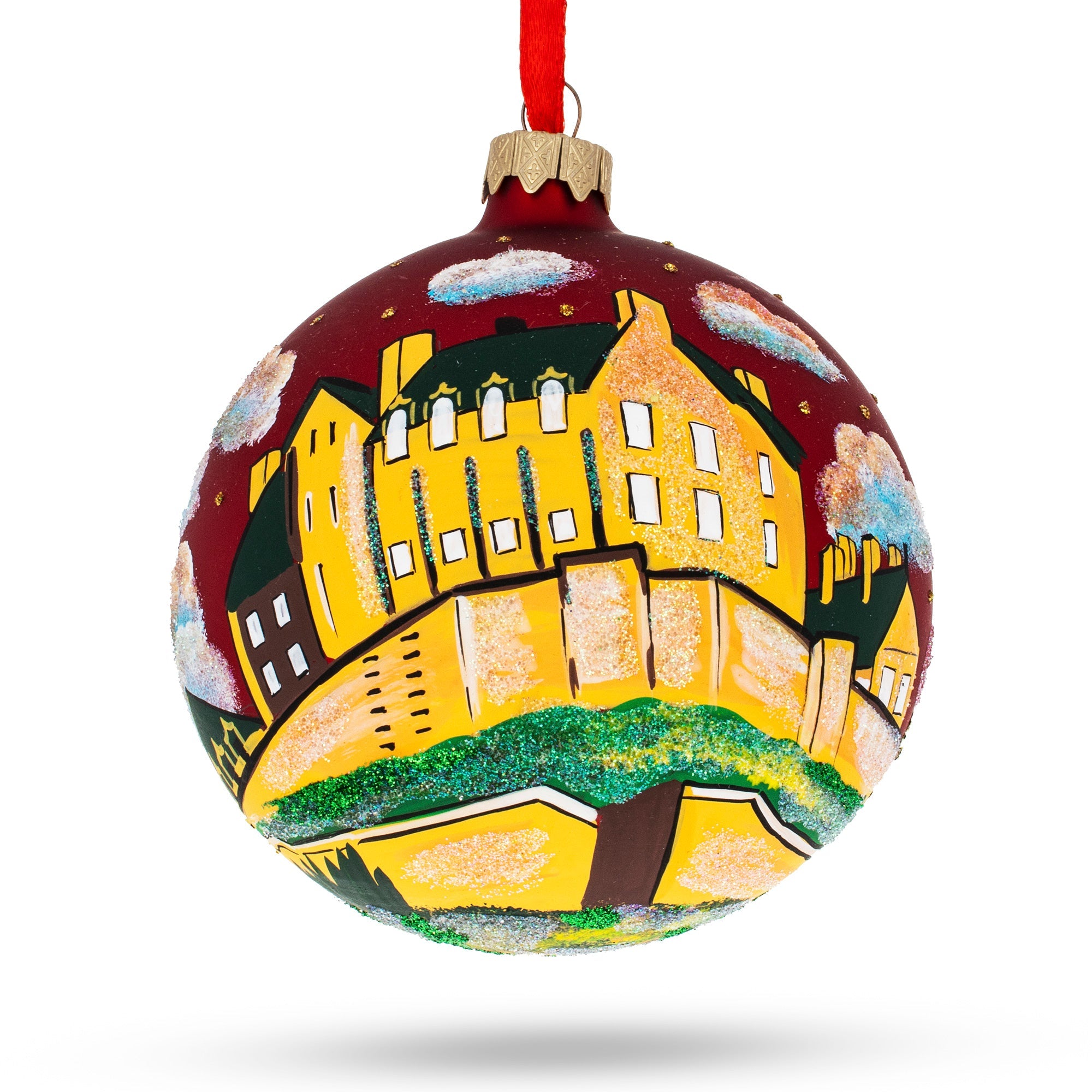 Edinburgh Castle, Scotland Glass Ball Christmas Ornament 4 Inches