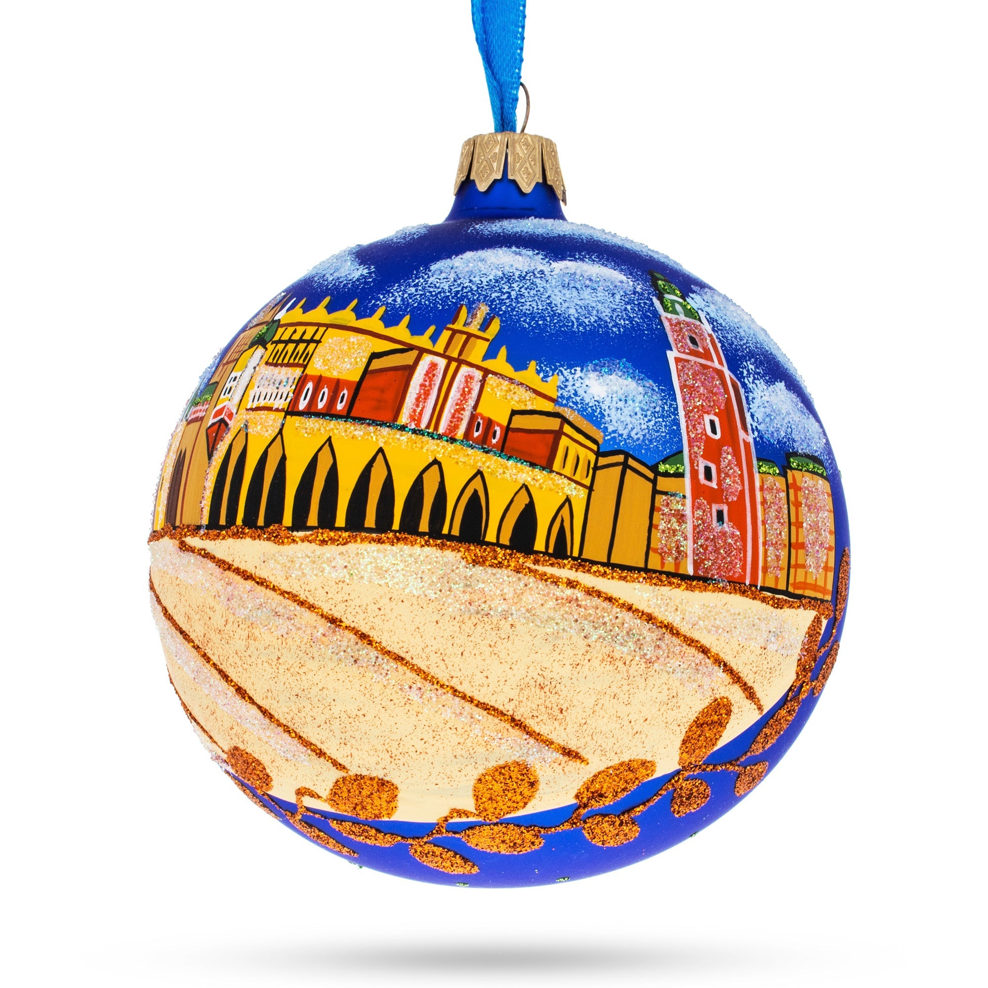 Market Square, Krakow, Poland Glass Ball Christmas Ornament 4 Inches