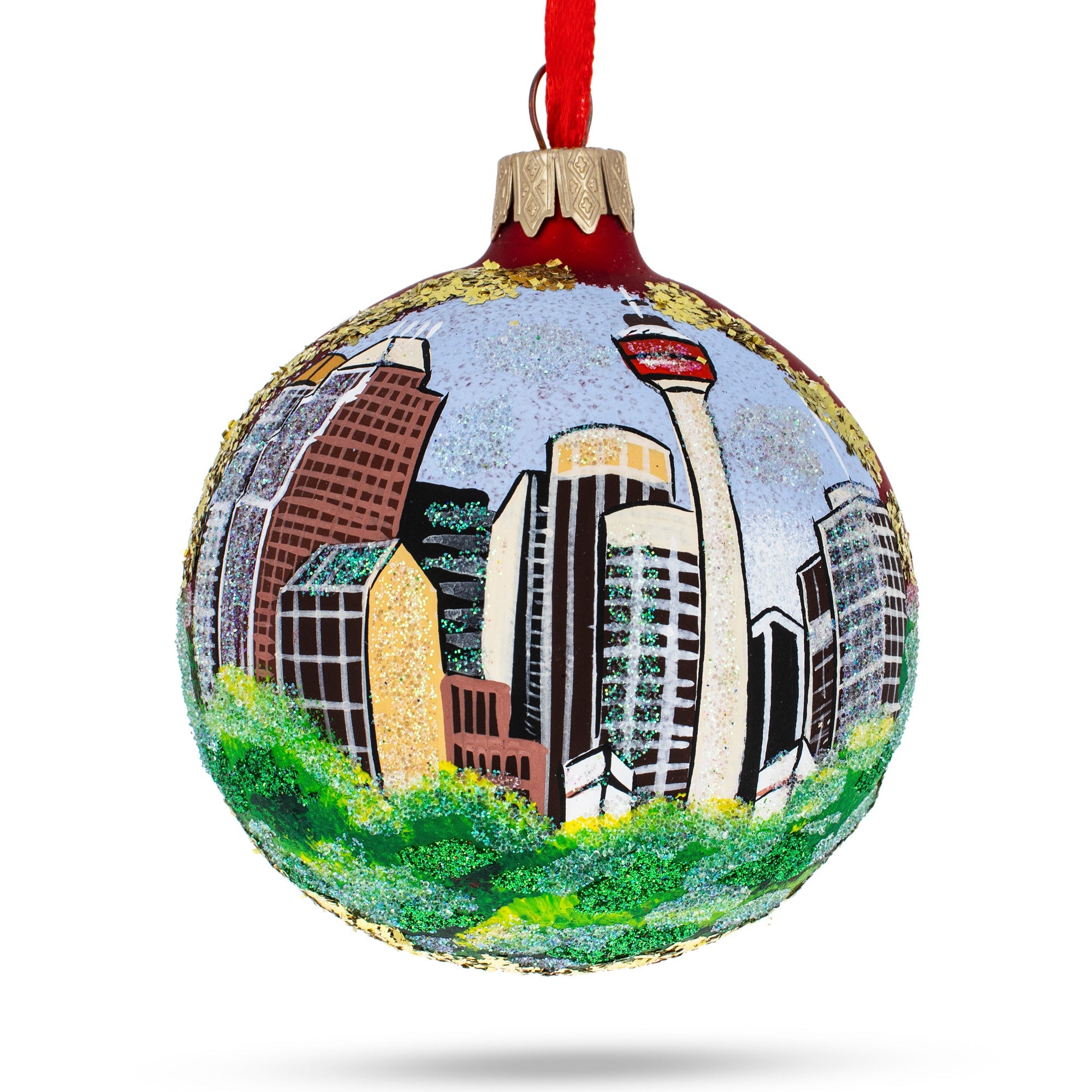 Calgary, Canada (calgary Tower) Glass Ball Christmas Ornament 3.25 Inches