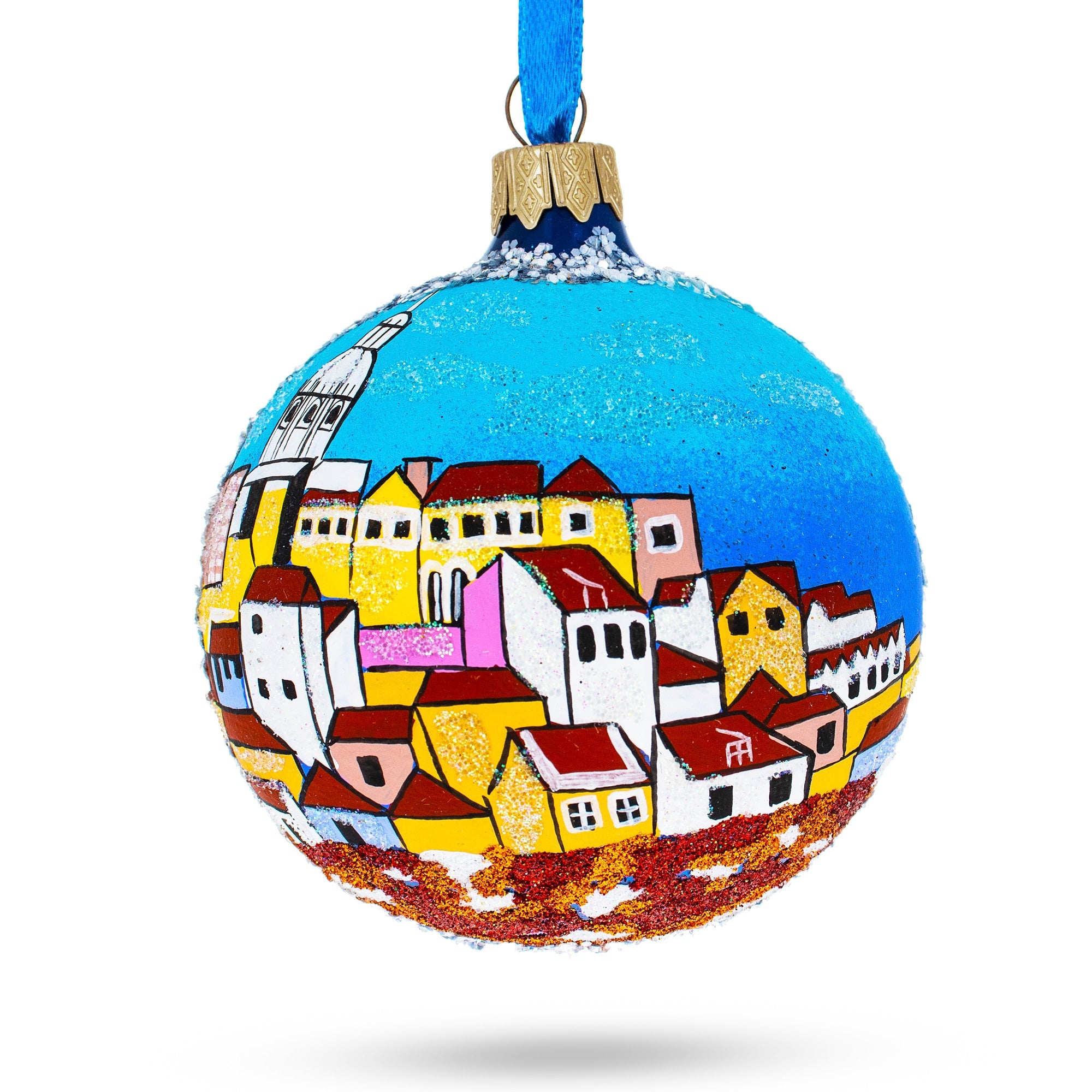 Alfama, Lisbon, Portugal Glass Ball Christmas Ornament 3.25 Inches