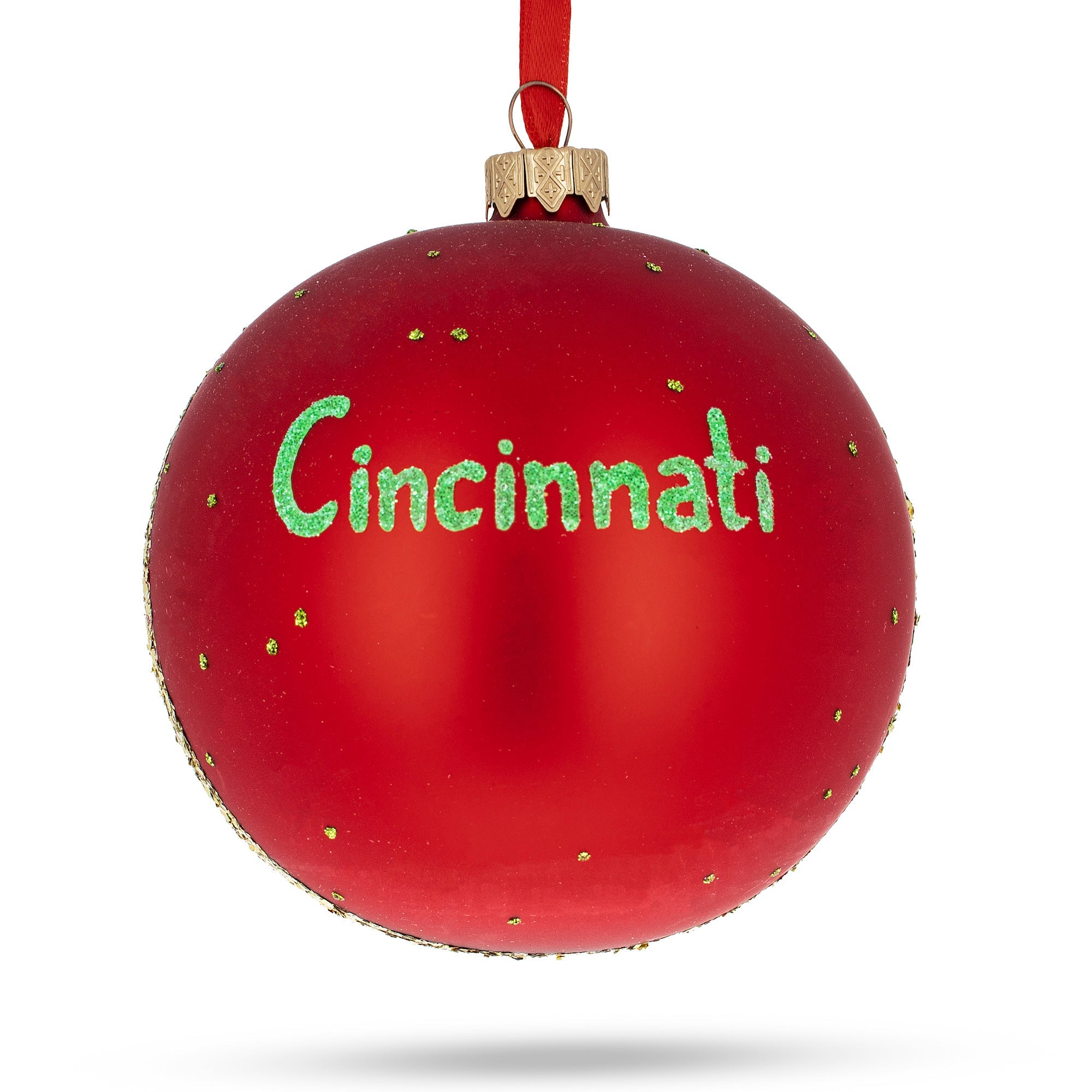 Cincinnati, Ohio Glass Ball Christmas Ornament 4 Inches