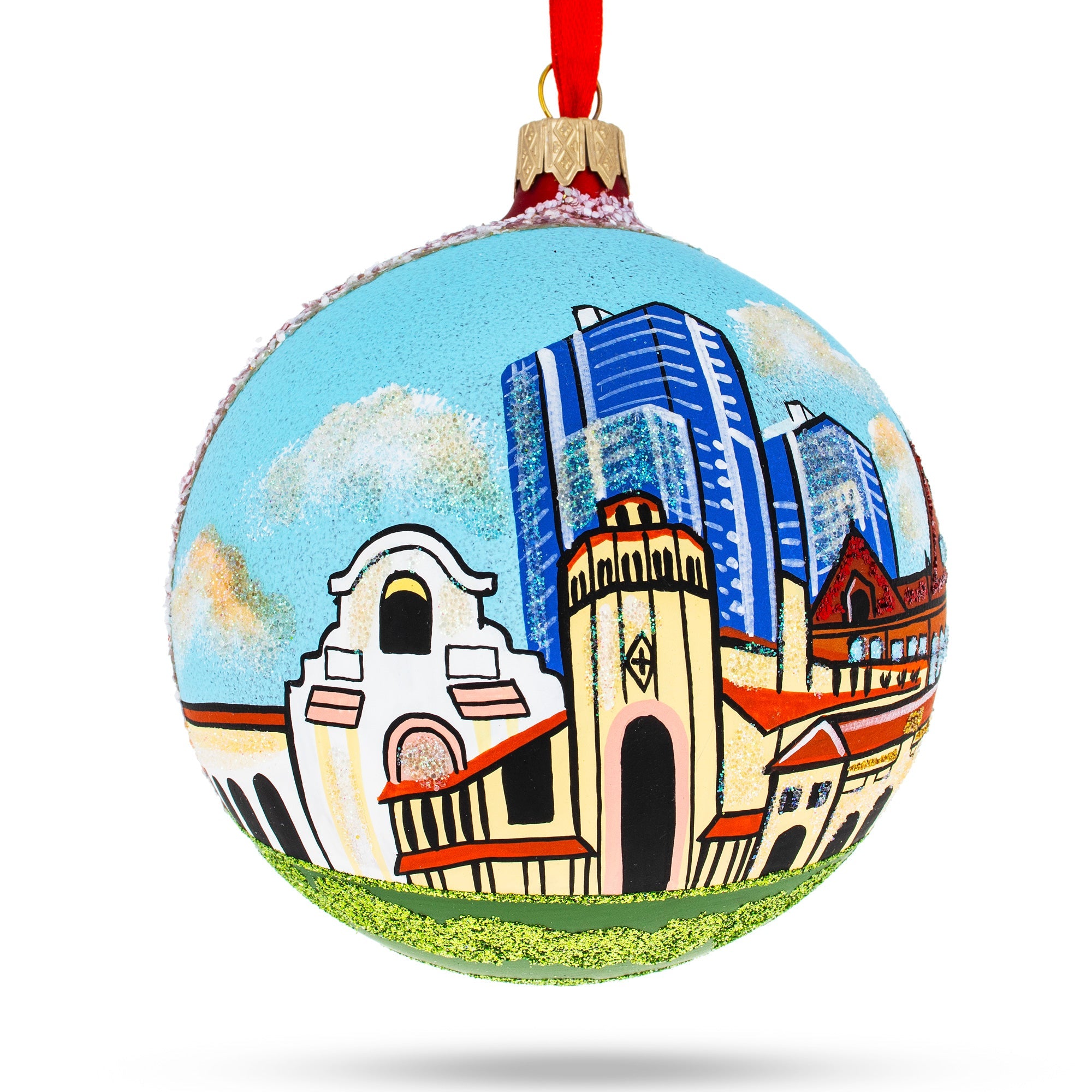 Santa Ana, California Glass Ball Christmas Ornament 4 Inches