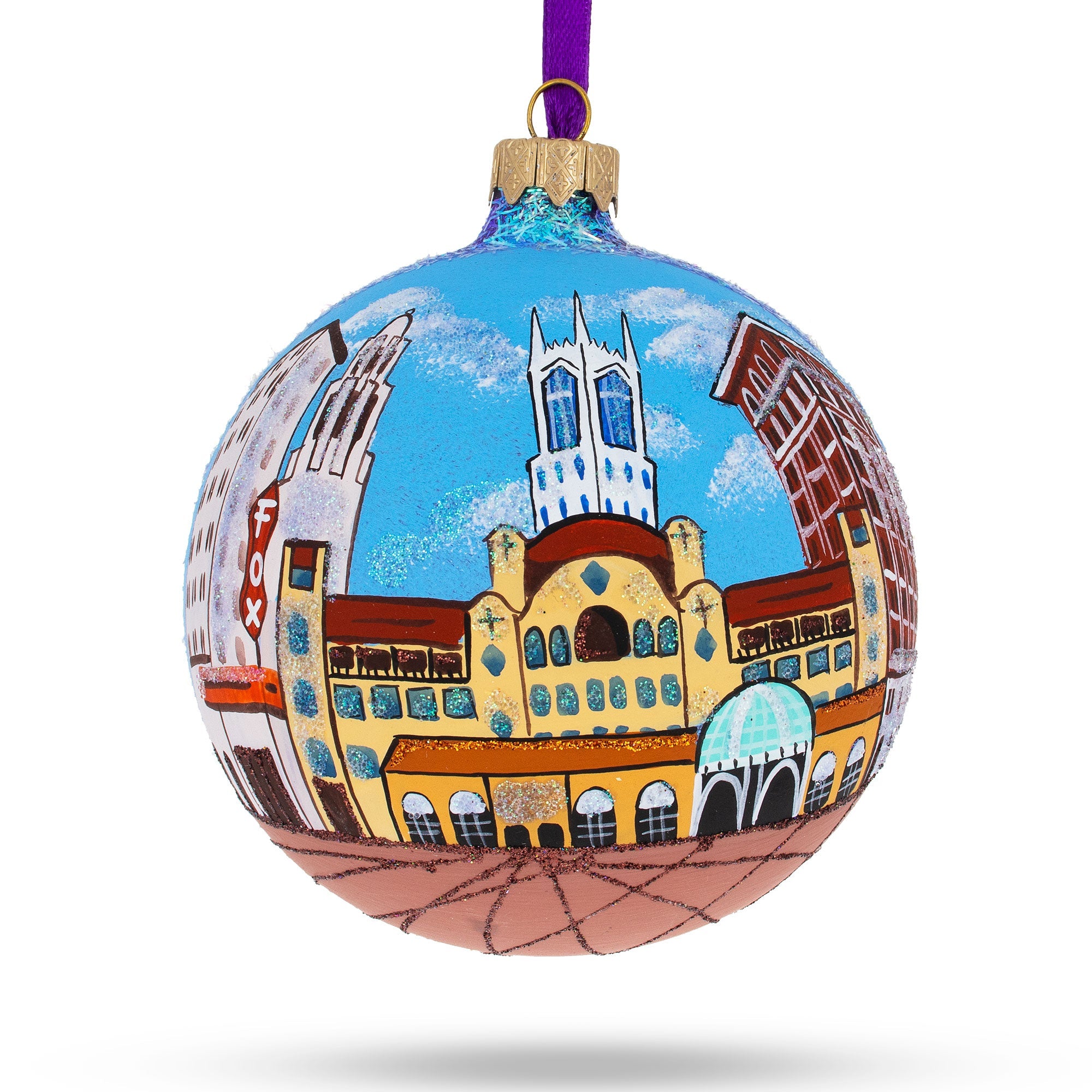 Stockton, California Glass Ball Christmas Ornament 4 Inches