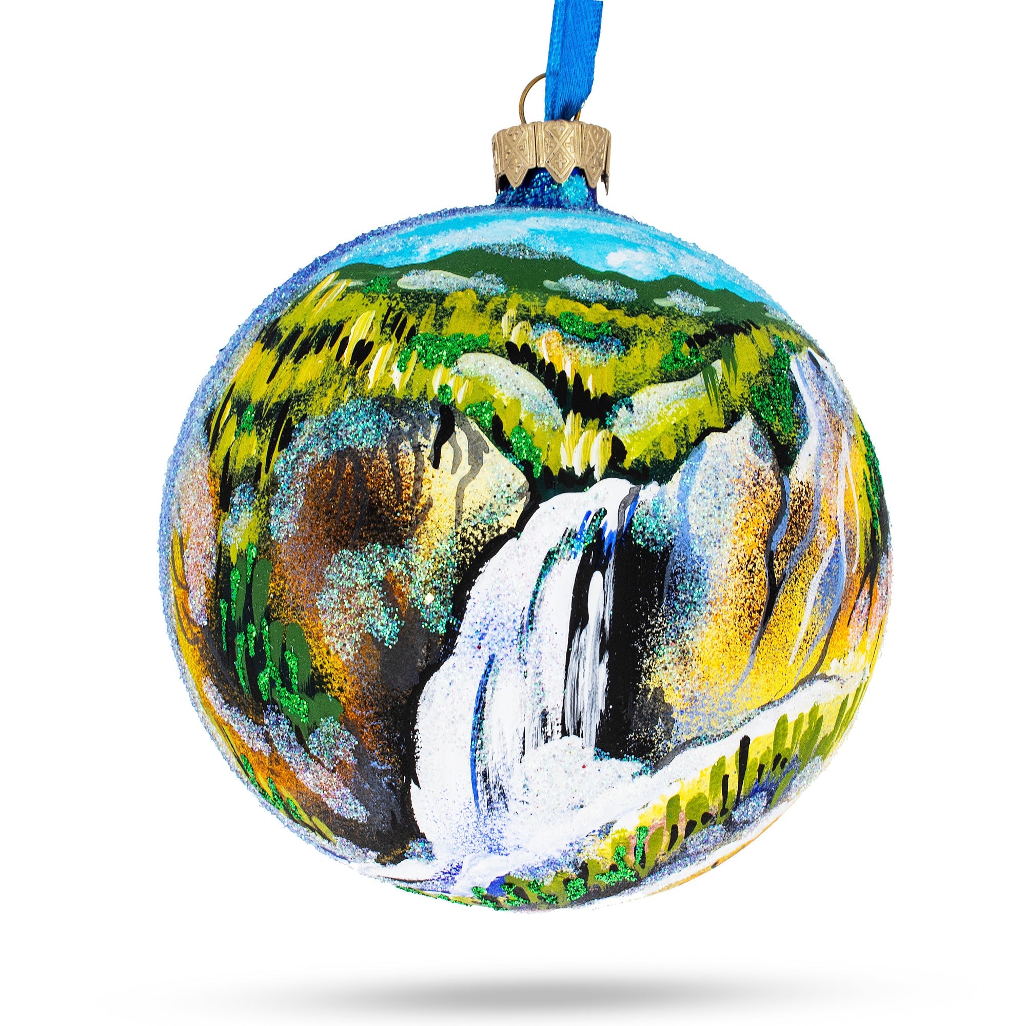 Yellowstone National Park, Wyoming Glass Ball Christmas Ornament 4 Inches