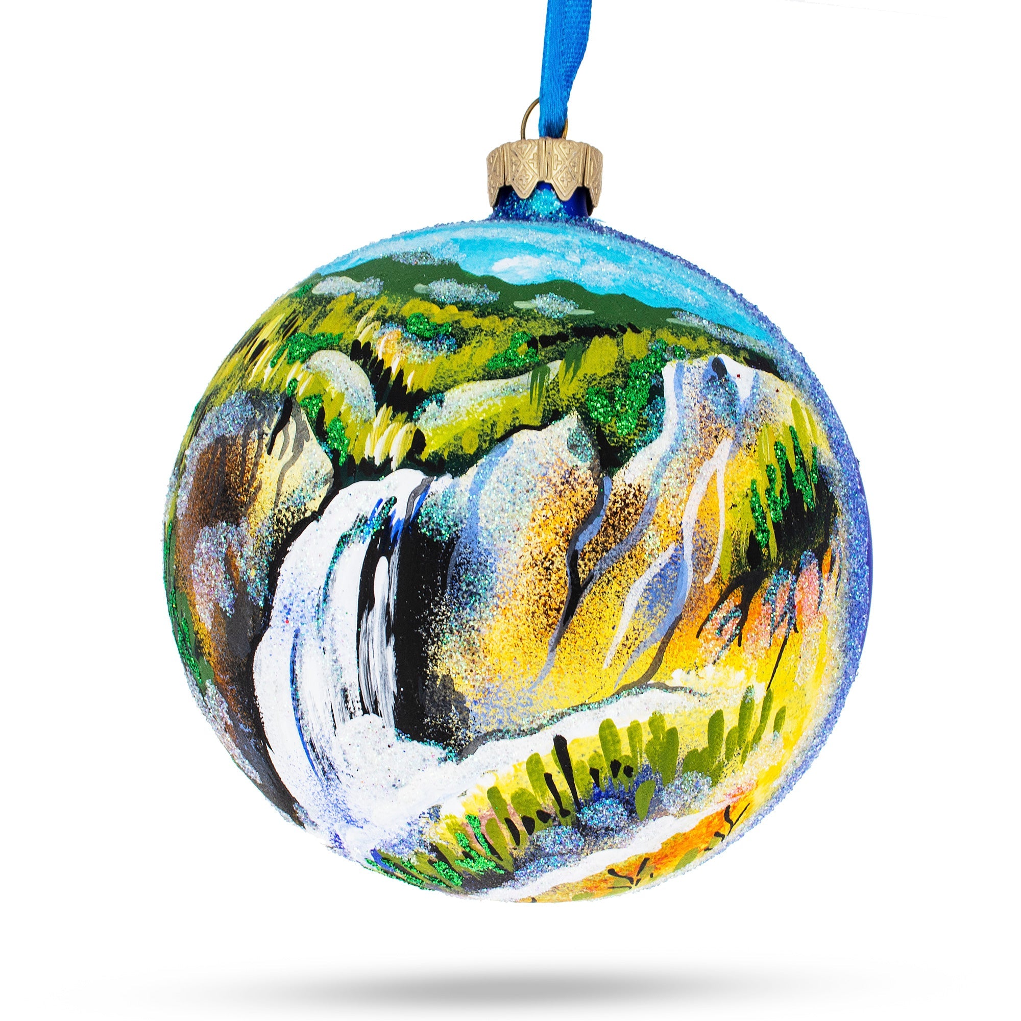 Yellowstone National Park, Wyoming Glass Ball Christmas Ornament 4 Inches