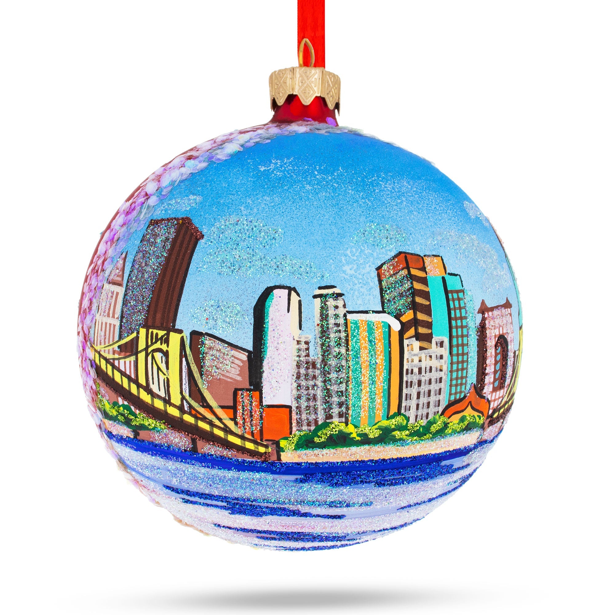 Pittsburgh, Pennsylvania Glass Ball Christmas Ornament 4 Inches