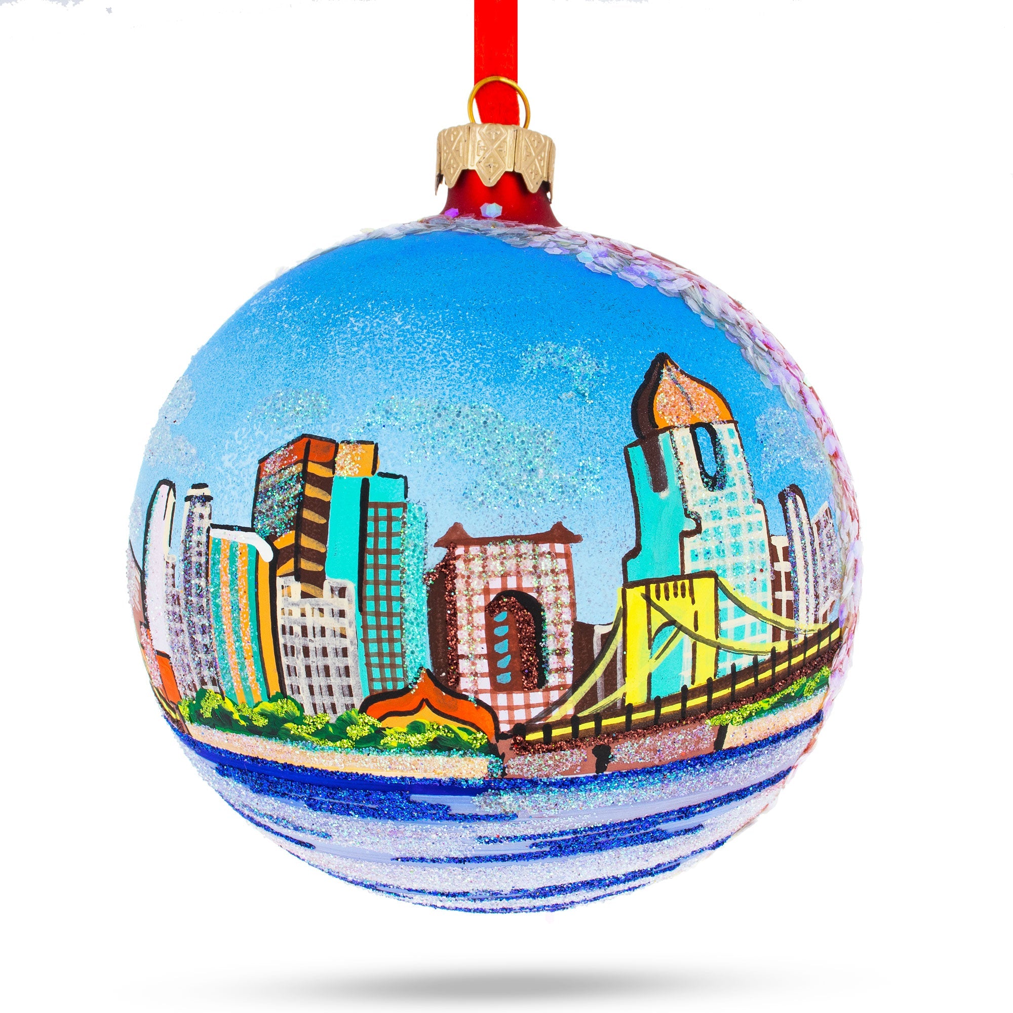 Pittsburgh, Pennsylvania Glass Ball Christmas Ornament 4 Inches