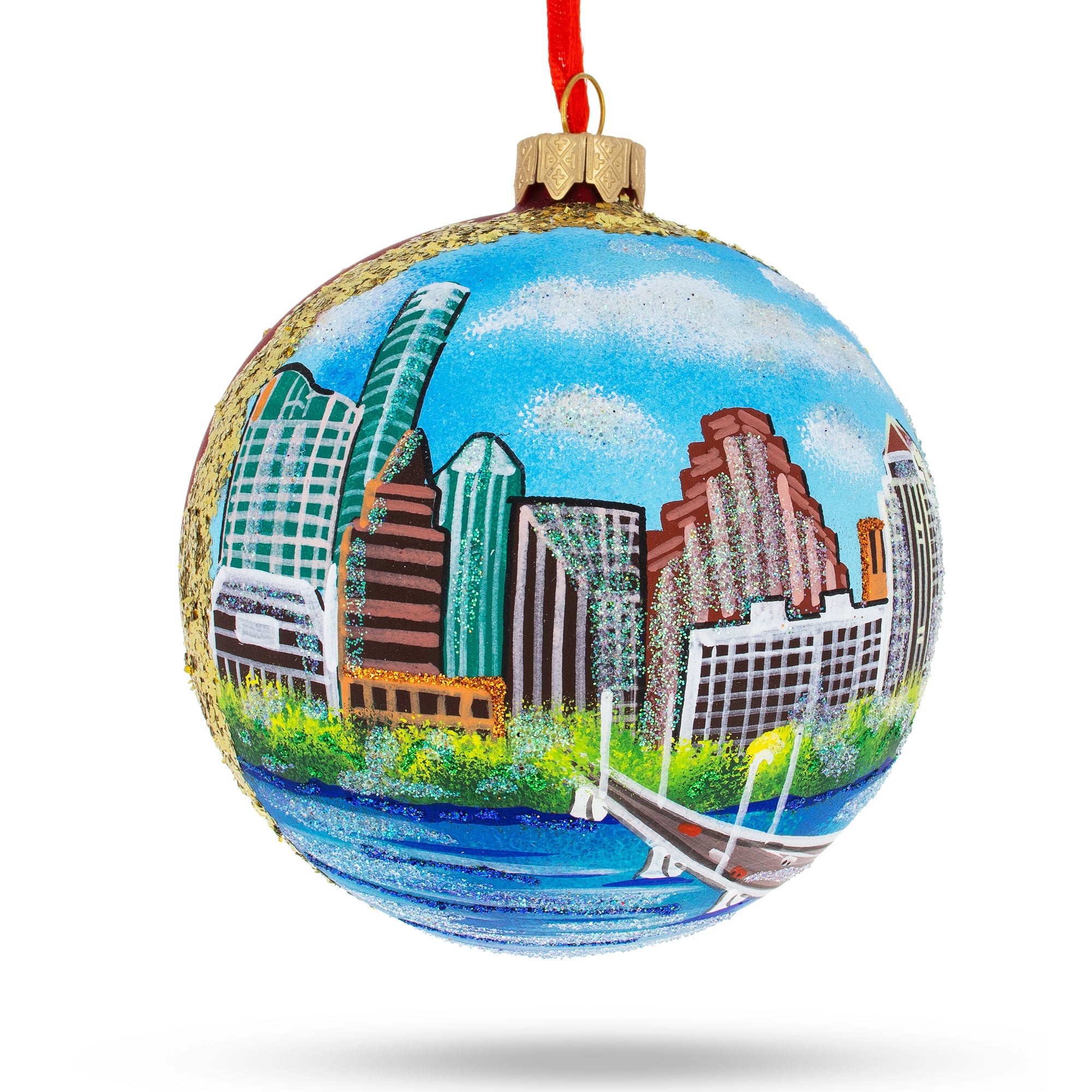 Austin, Texas Glass Ball Christmas Ornament 4 Inches