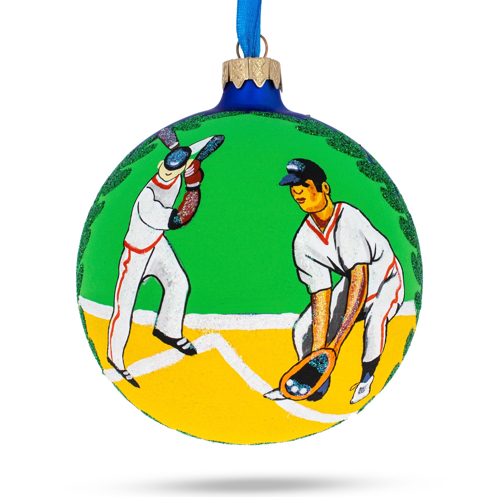 Home Run Heroes: Baseball Players Blown Glass Ball Christmas Ornament 4 Inches