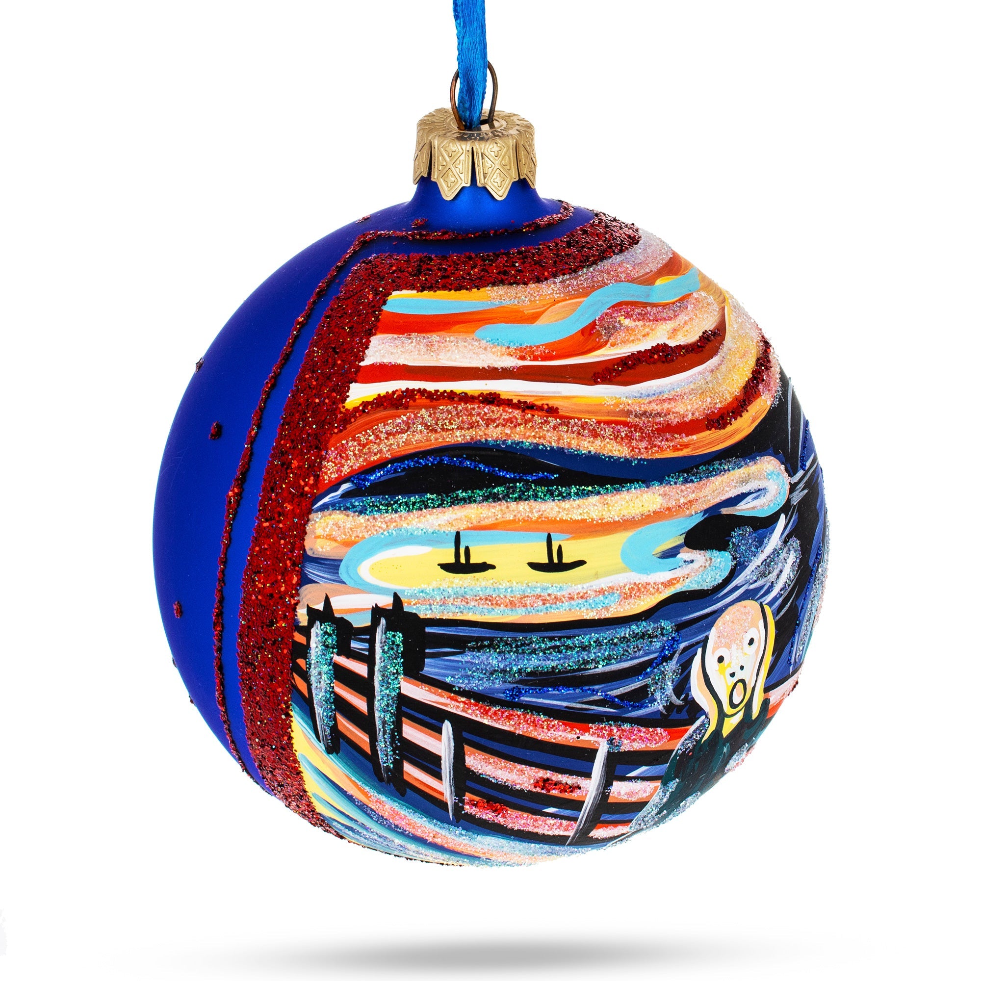 1893 Edvard Munch's 'the Scream' Blown Glass Ball Christmas Ornament 4 Inches