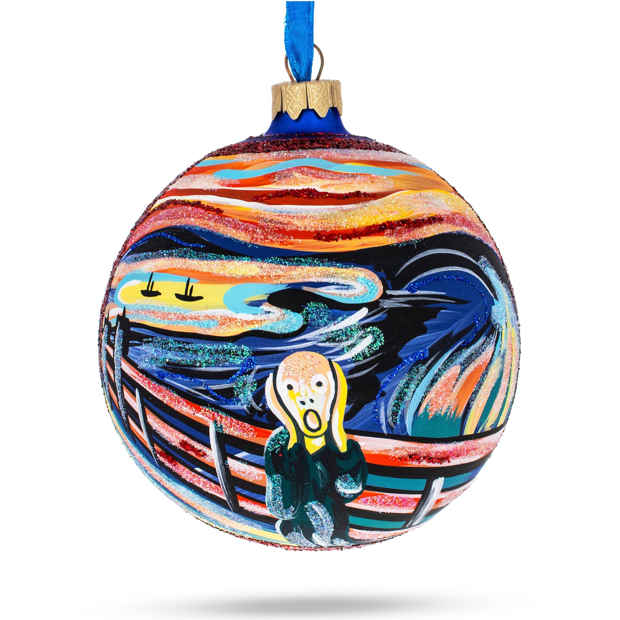 1893 Edvard Munch's 'the Scream' Blown Glass Ball Christmas Ornament 4 Inches