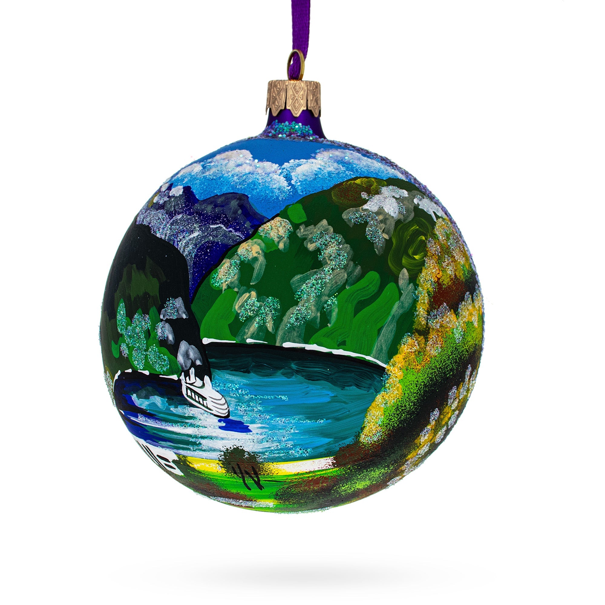 Geirangerfjord, Norway Glass Ball Christmas Ornament 4 Inches