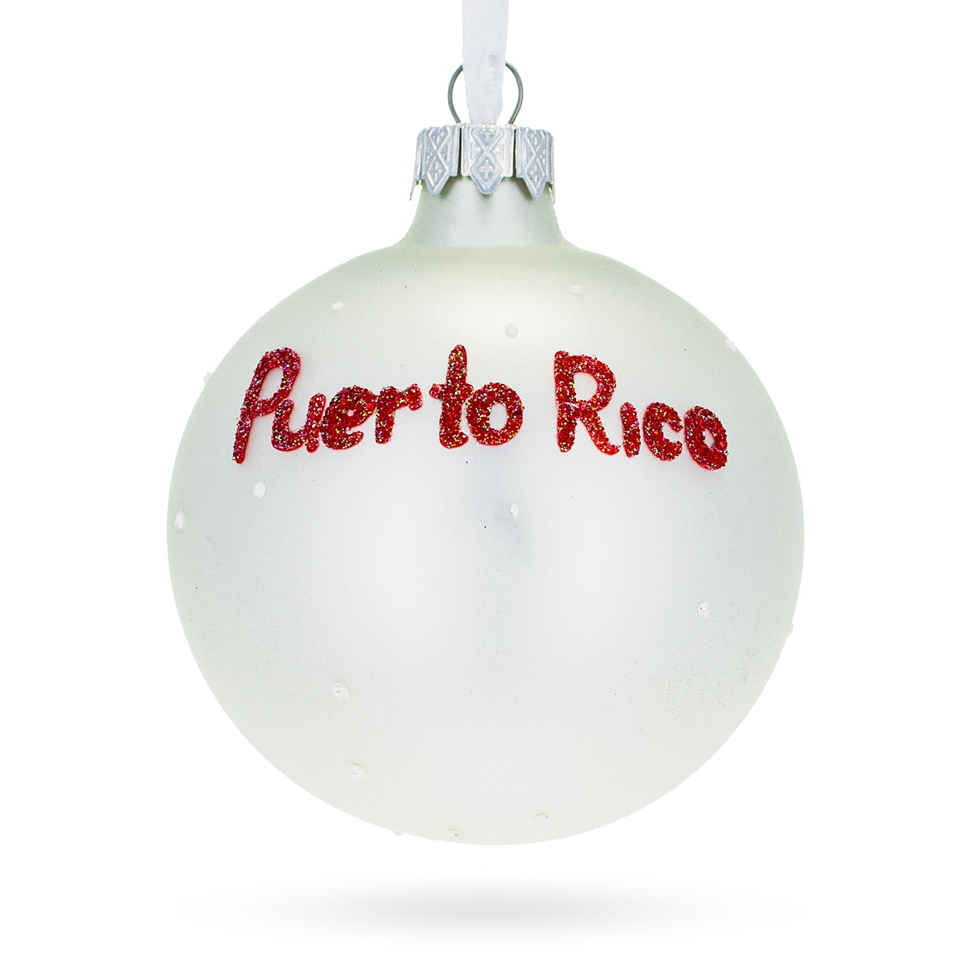 Flag Of Puerto Rico Blown Glass Ball Christmas Ornament 3.25 Inches