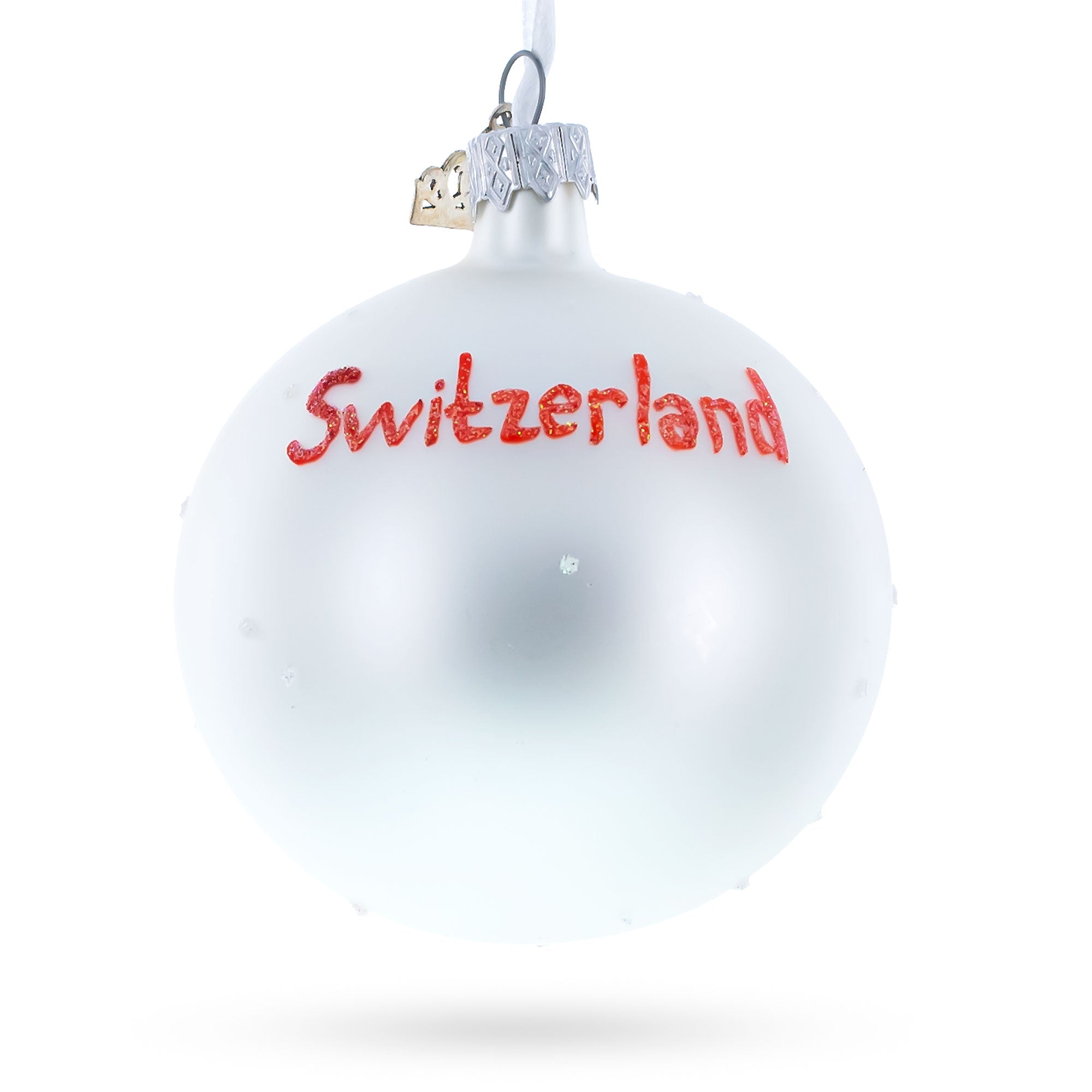 Flag Of Switzerland Blown Glass Ball Christmas Ornament 3.25 Inches