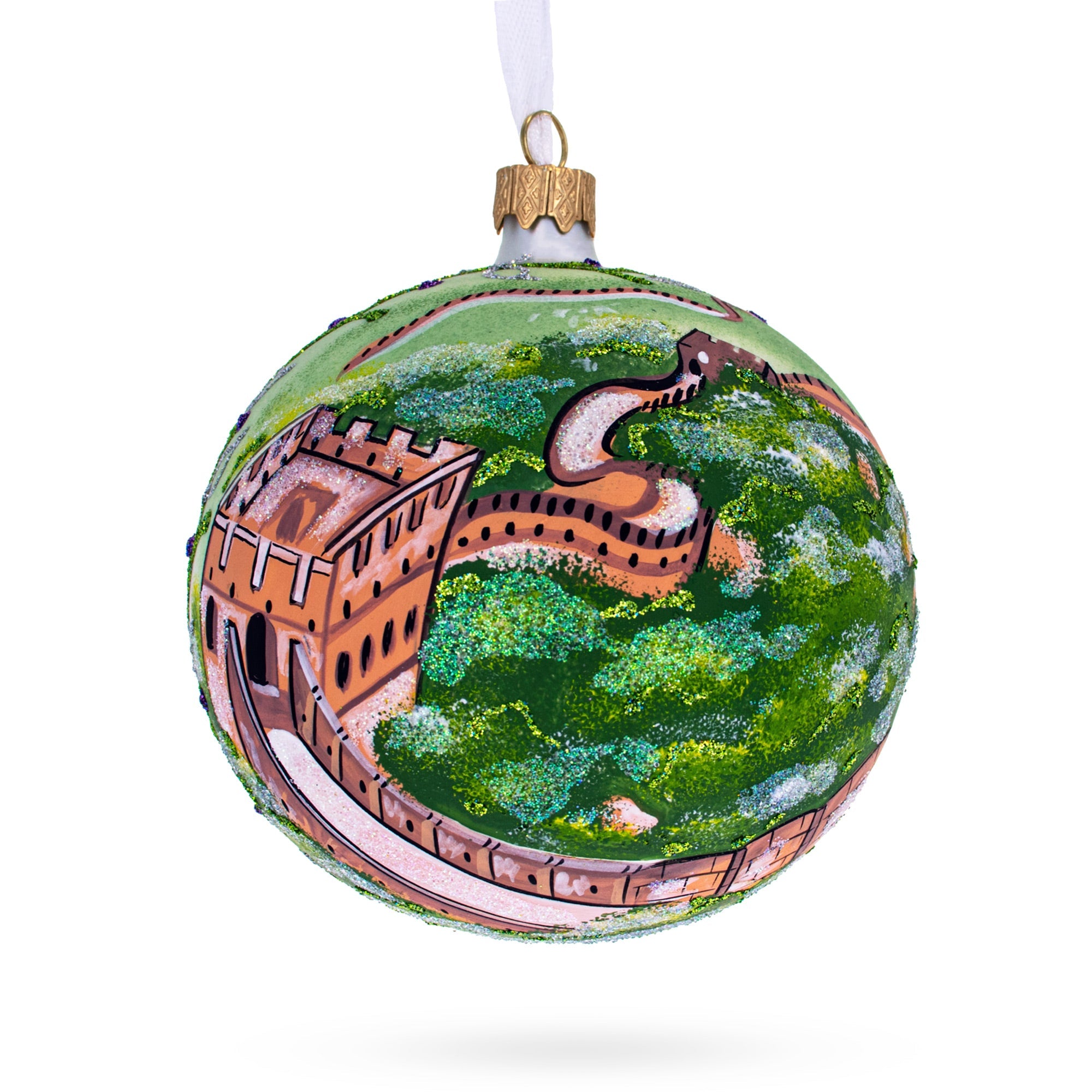 The Great Wall Of China Glass Ball Christmas Ornament 4 Inches